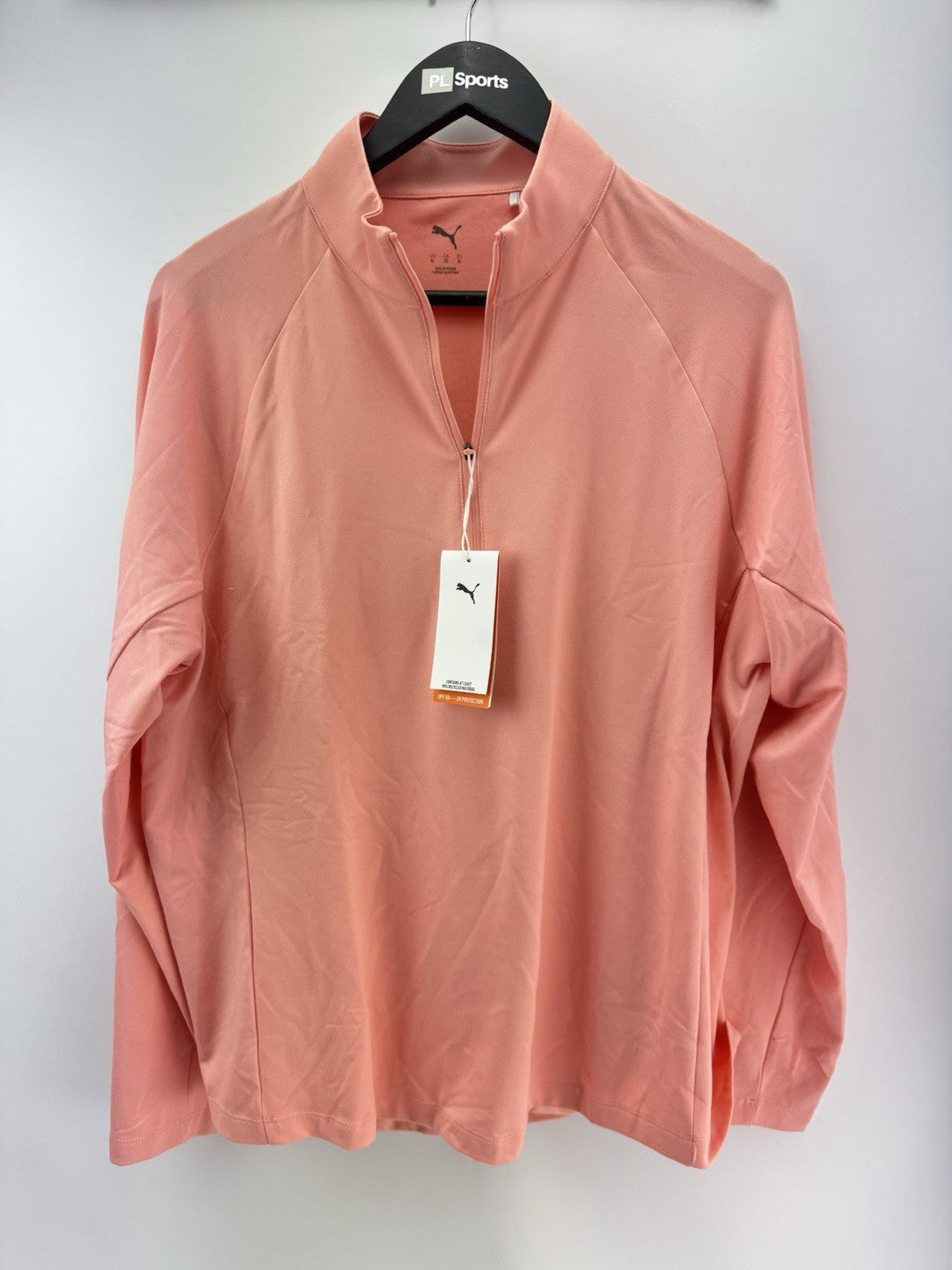 Puma Golf Womens Lightweight Pullover Pure 2.0 Peach 1/4 Zip UK XL/ 300850