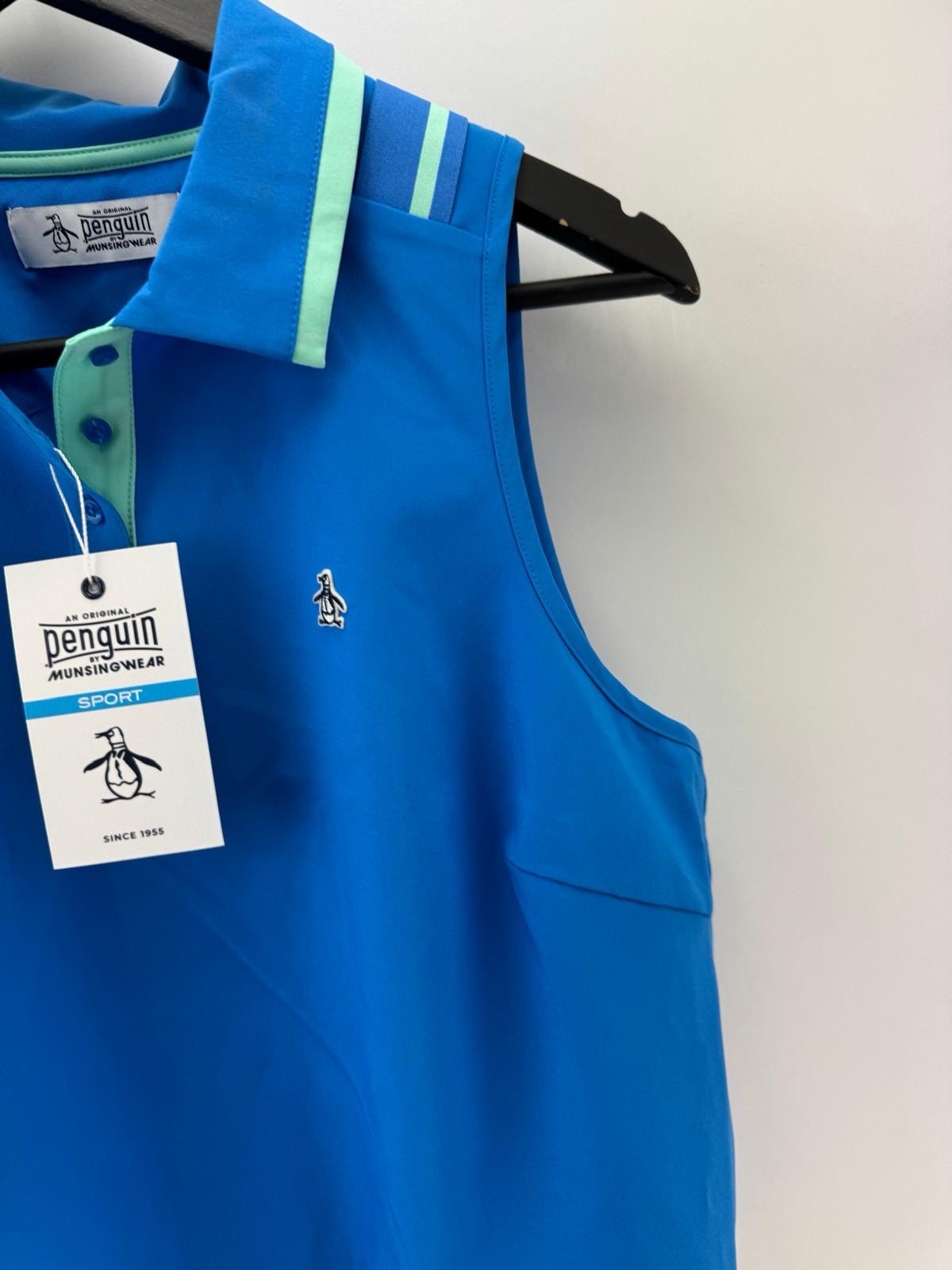 Womens Original Penguin Golf Sleeveless Collar Vest Blue Size Medium New /306504