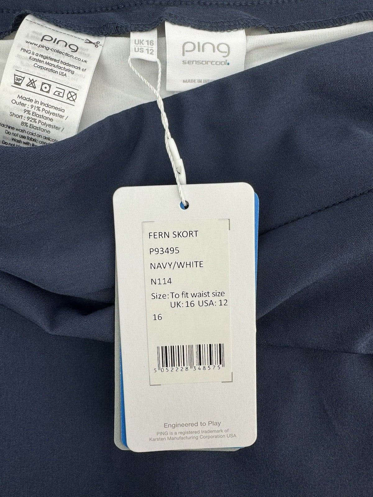 Ping Ladies Fern Golf Skort Navy White Size UK 16/ Brand New/309183