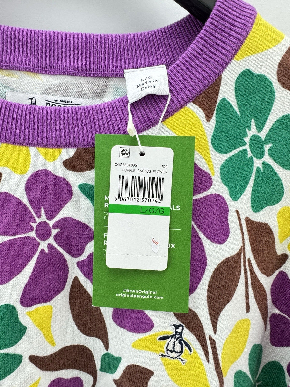 Penguin Golf Ladies Pullover Printed Floral Purple Cactus UK Large /New /300876
