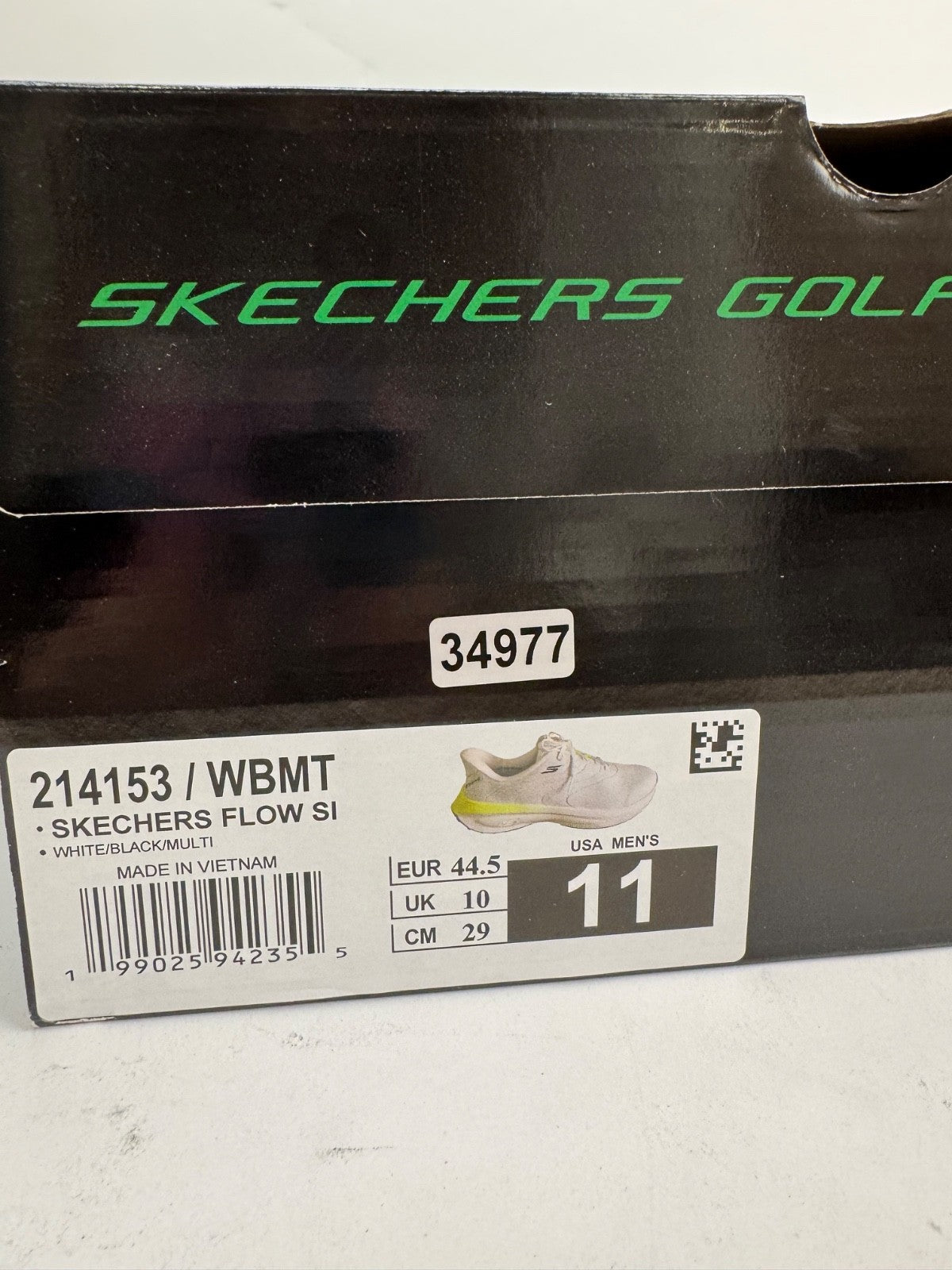 Skechers Flow Slip Ins Mens Golf Shoes UK 10 Waterproof White/Yellow/3497711