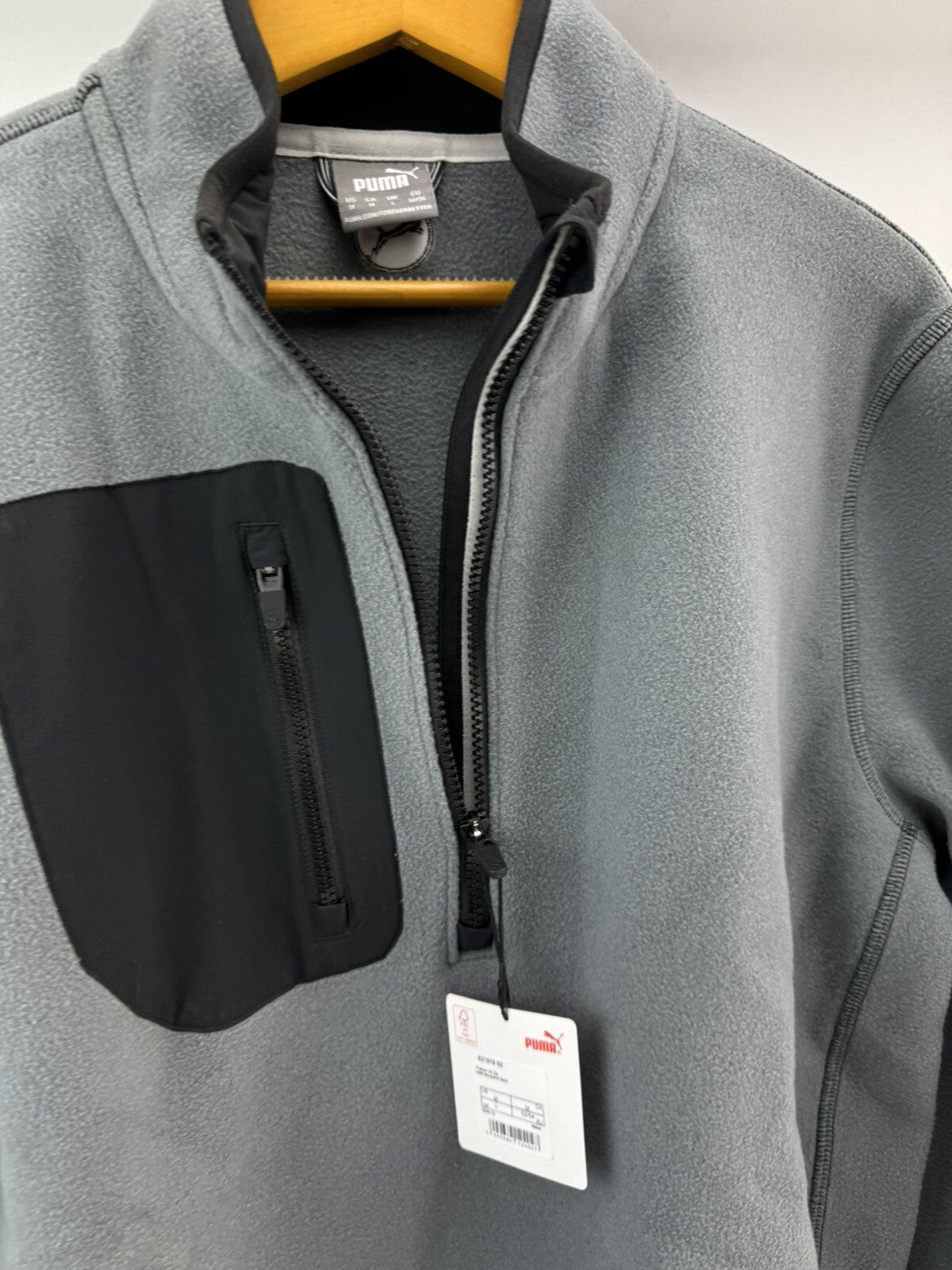 Puma Golf Fleece Pullover 1/4 Zip UK Large /Grey/Black /New /263353
