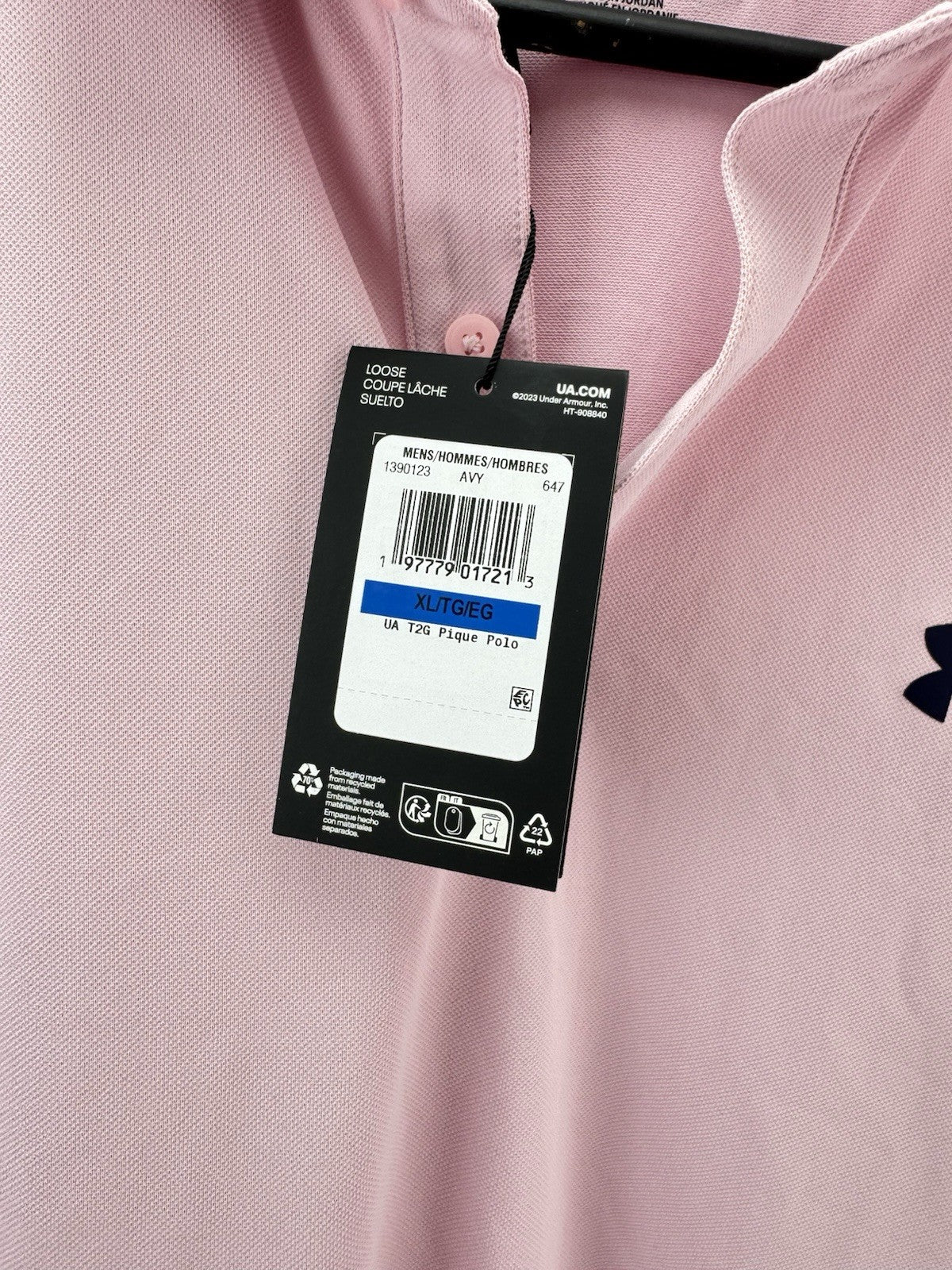 Under Armour Golf Polo T2G Pique Mens UK XL /Pink /New /285176