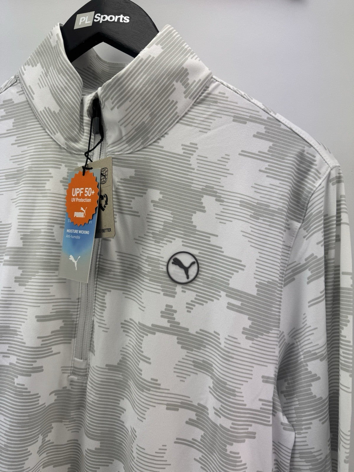 Puma Golf 1/4 Zip Cloudspun Pullover Camo Mens UK Small /White Glow /New /308092