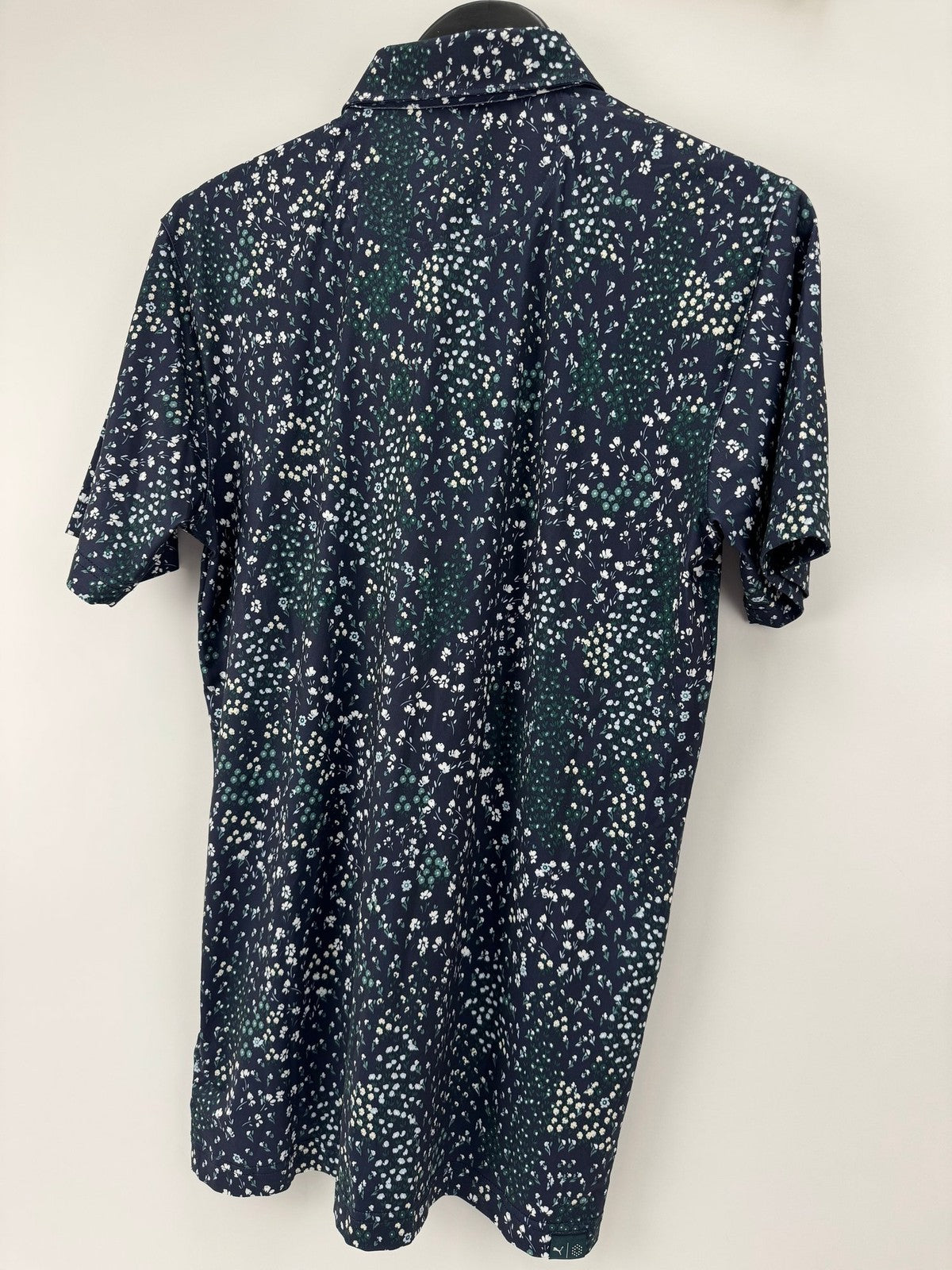 Puma Cloudspun Garden Short Sleeve Polo Mens Size Medium Navy Floral Print/354149