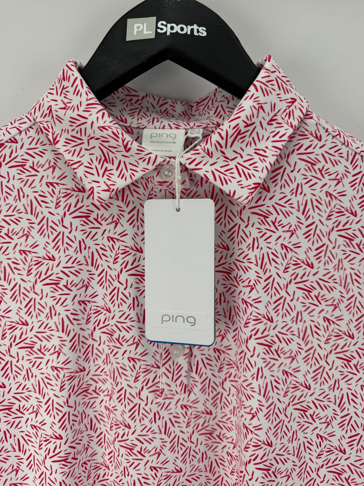 Ping Aeria P93782 Women's Golf Polo Shirt Size UK 8 Fuchsia Foliage/353995