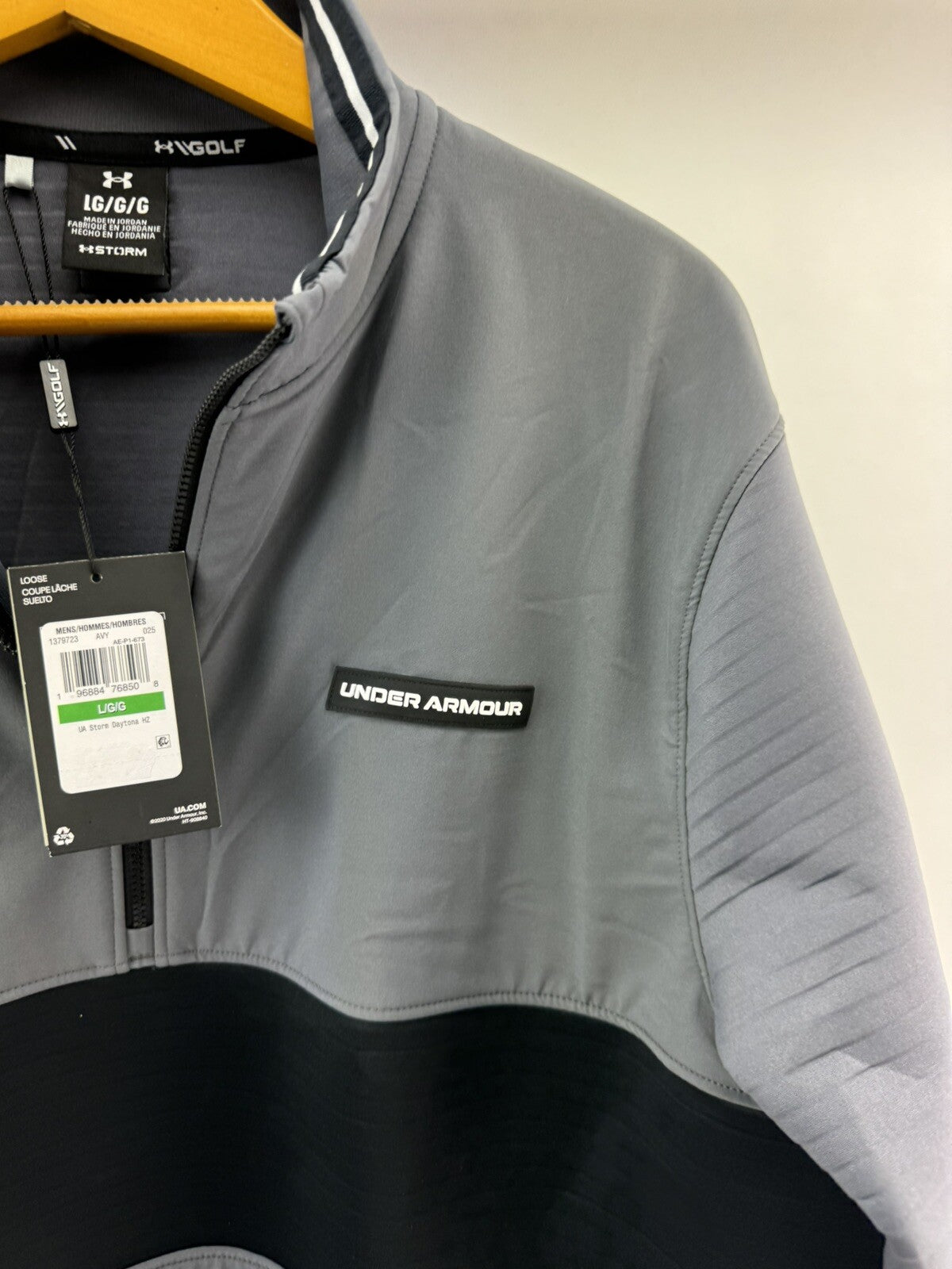 Under Armour Storm Pullover Mens Daytona 1/2 Zip UK Large /Black/Grey /New/207196