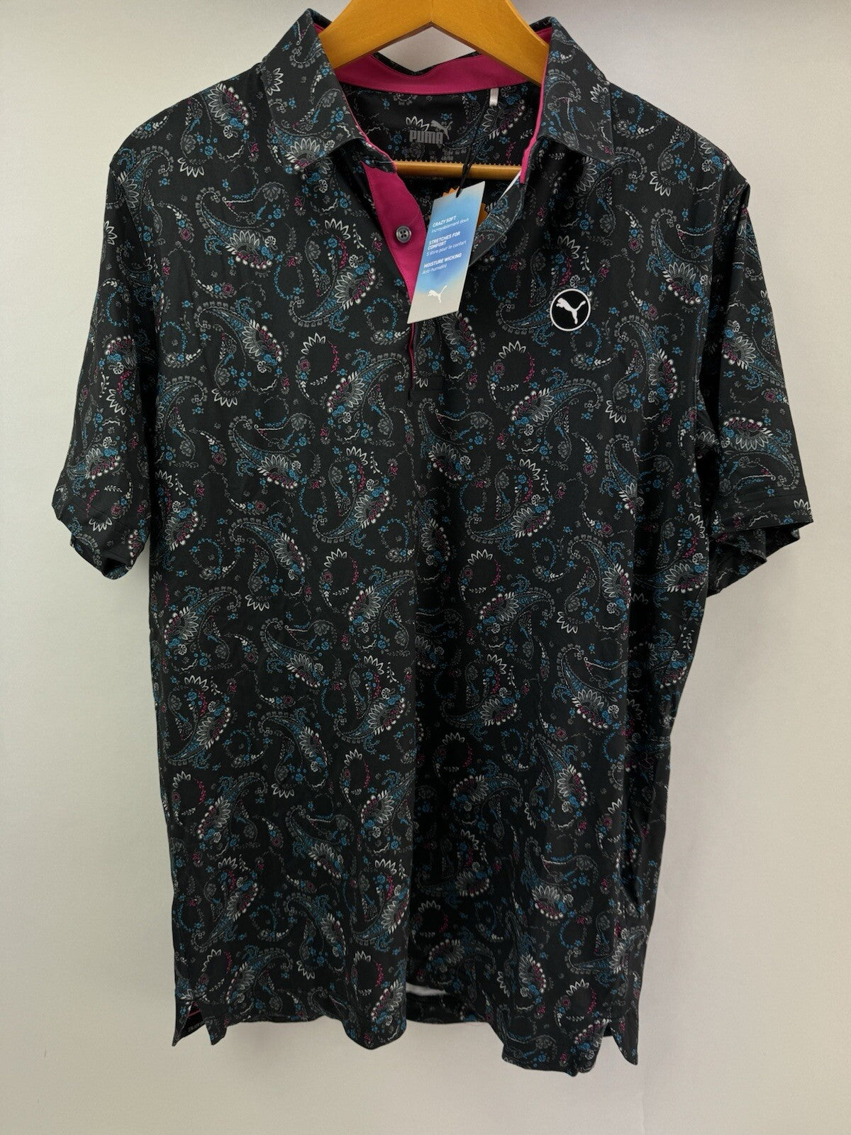 Puma Golf Mens Polo Shirt Cloudspun Paisley UK Medium /New /214100