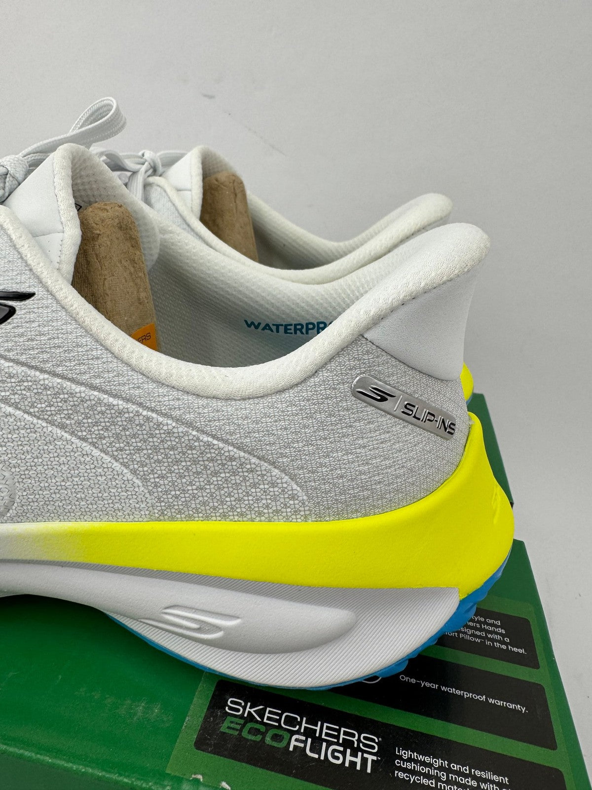 Skechers Flow Slip Ins Mens Golf Shoes UK 8 Waterproof White/Yellow/349751