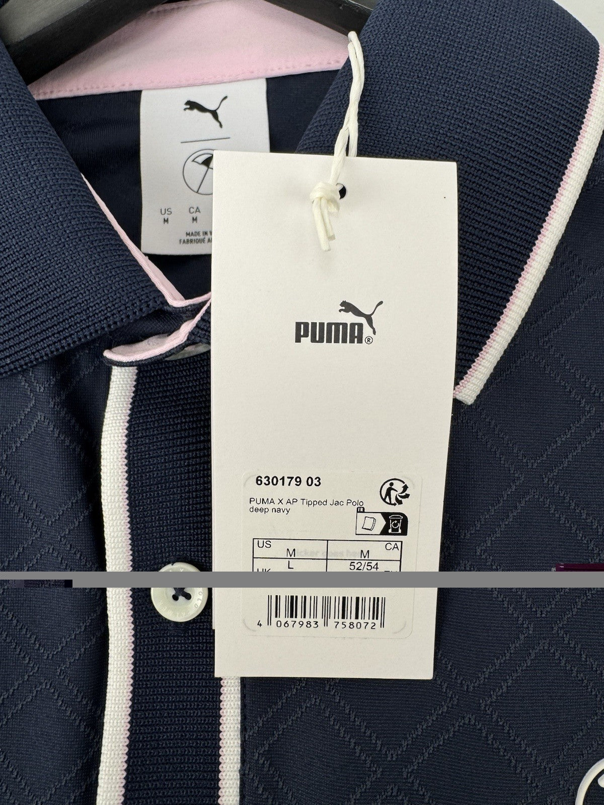 PUMA X Arnold Palmer Tipped Jac Golf Polo Shirt Men's Size Large Navy/353867