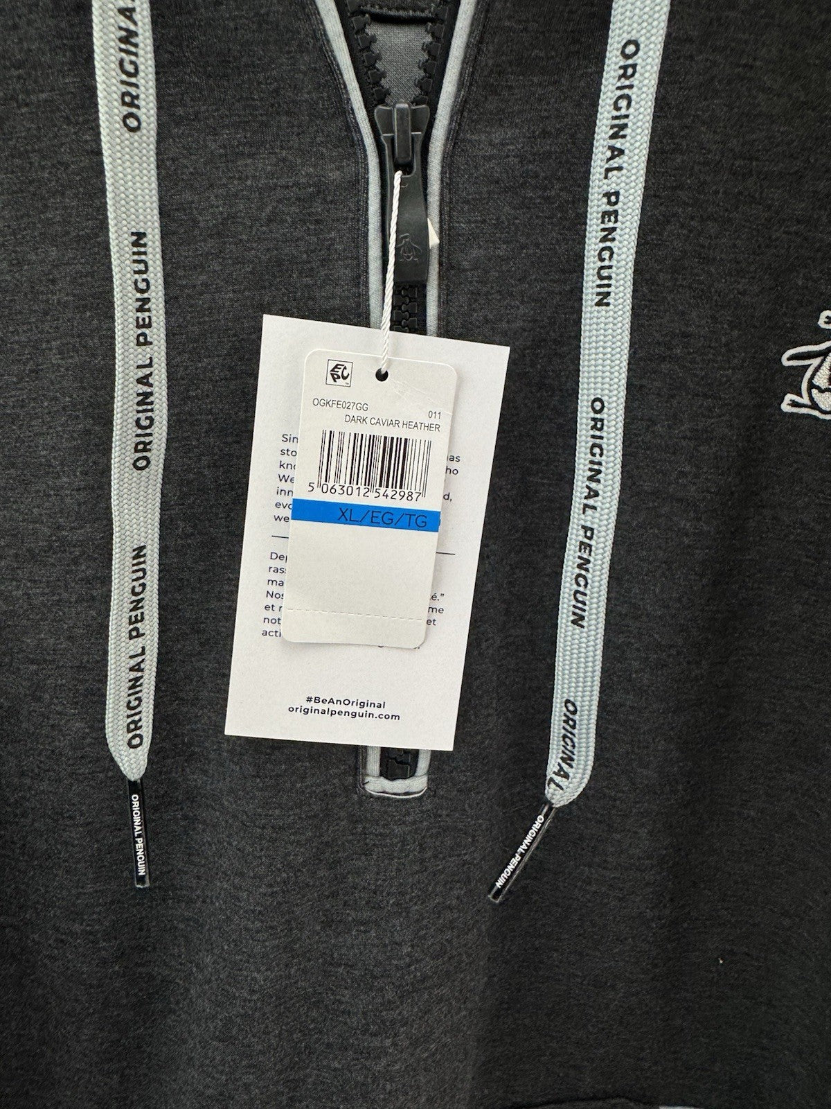 Original Penguin Golf Hoodie 1/4 Zip Earl Colour Block UK XL /Grey /New /300617