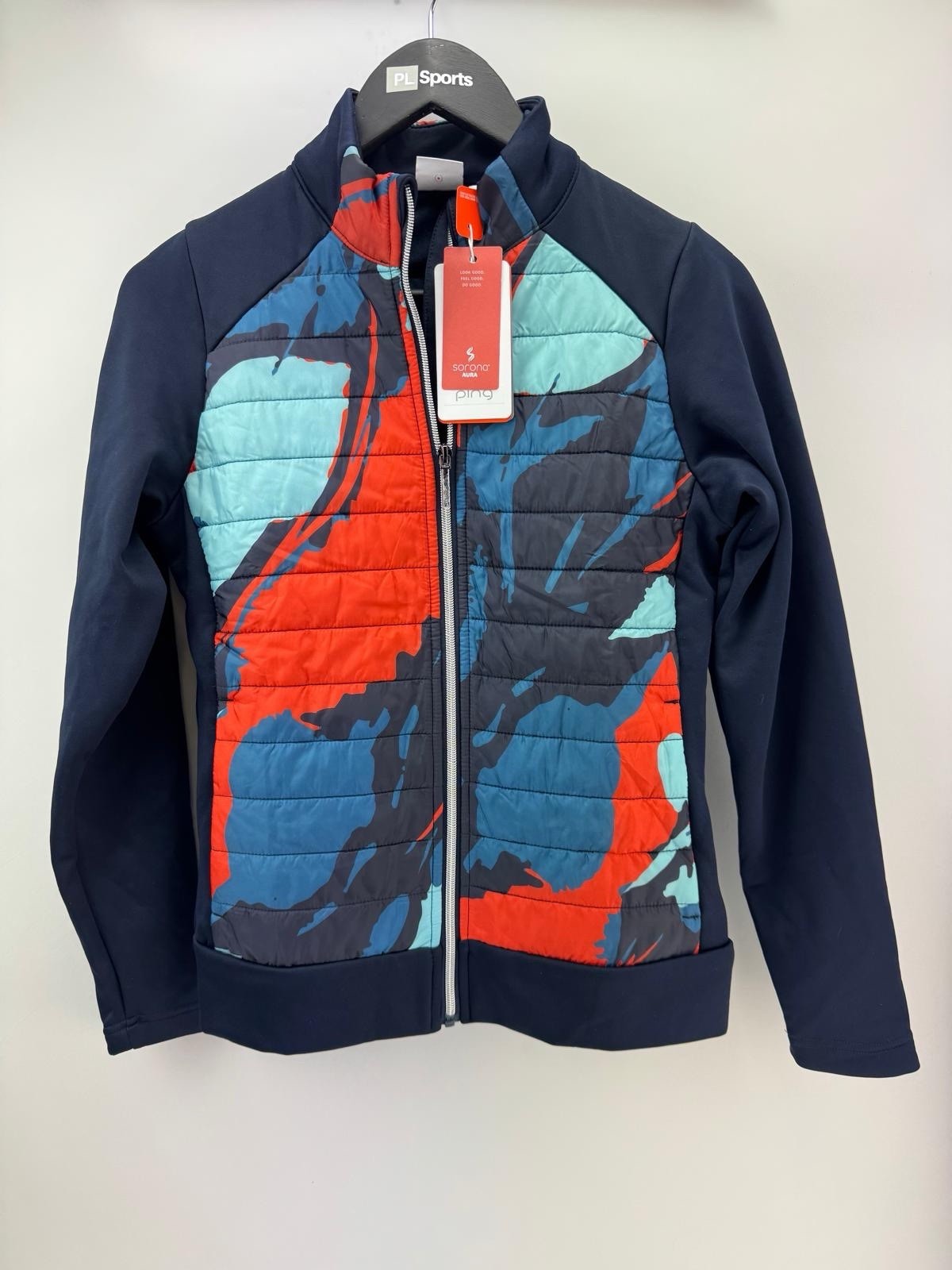Ping Ladies Hybrid Golf Jacket Size UK 6 Navy Multi Brand New/ 307600