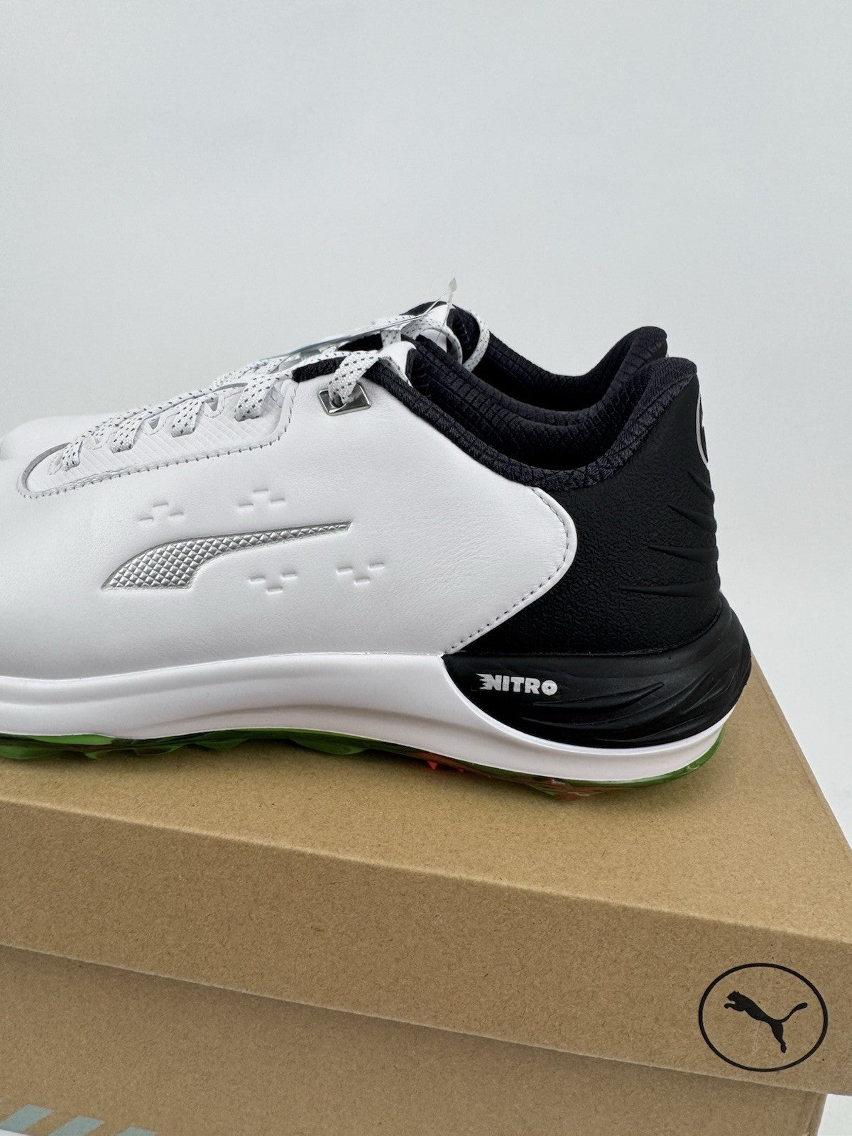 Puma Phantomcat Nitro Men's Golf Shoes Size UK 8 White Black Fluro/320321