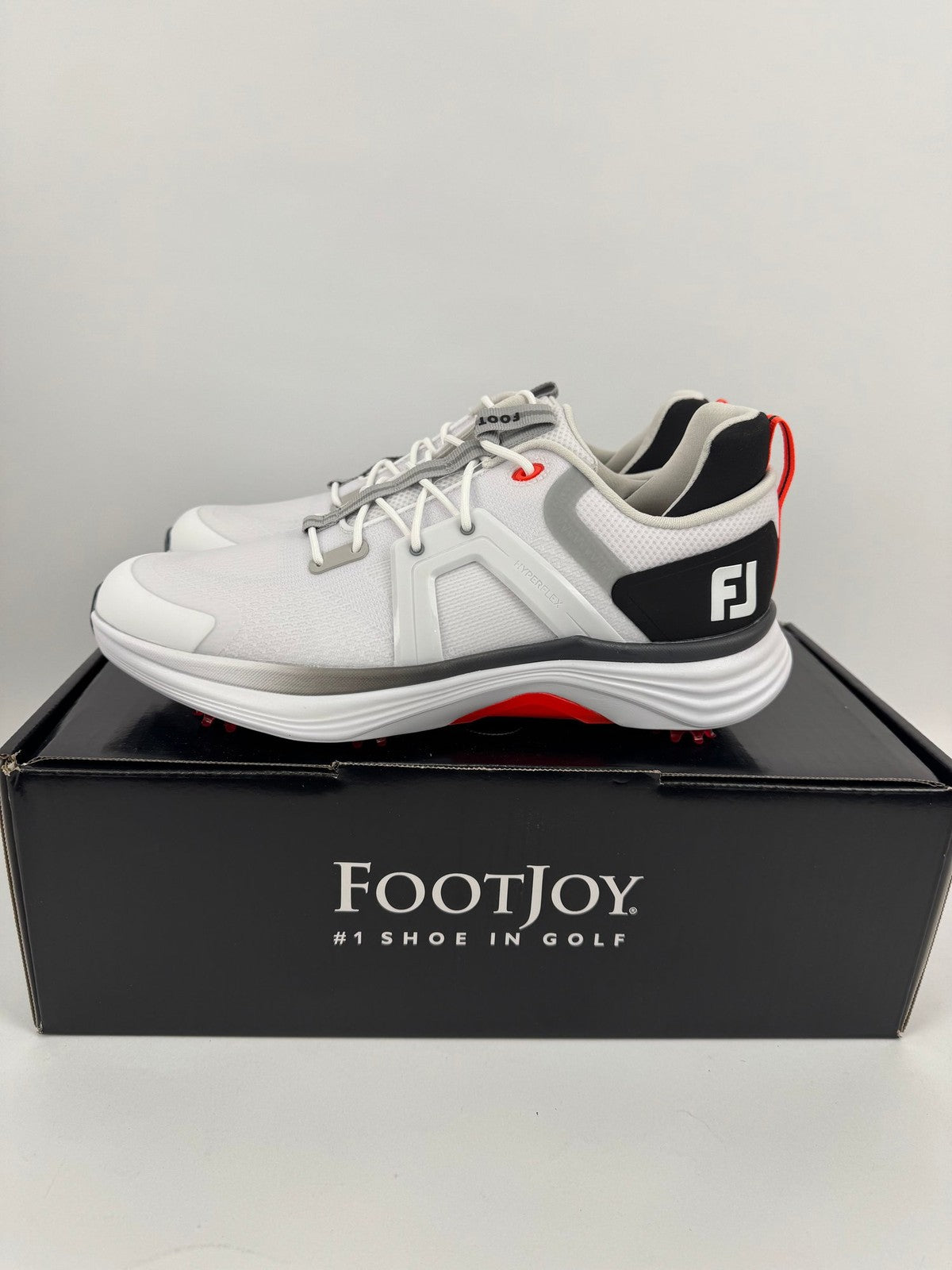 FootJoy Hyperflex Men's Golf Shoes Size UK 8 White Red Comfortable Spiked/312560