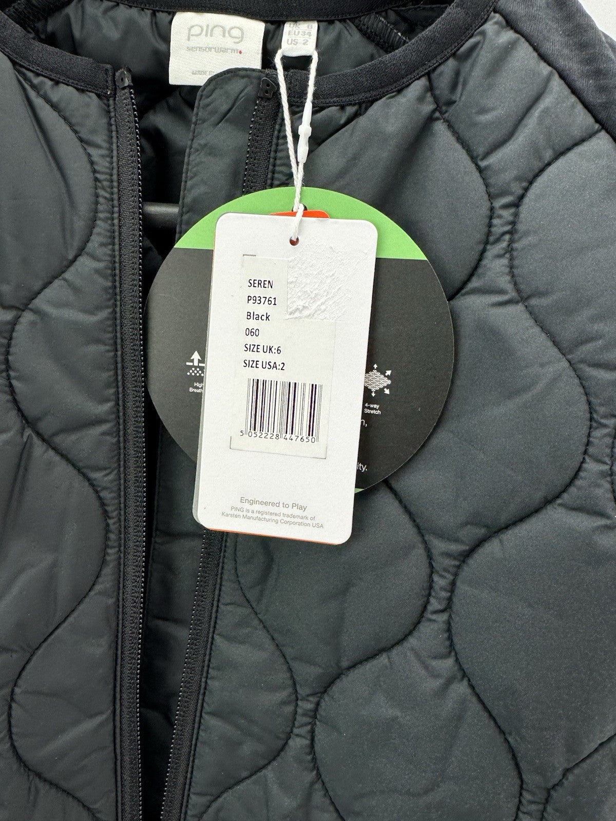 Ping Golf Ladies Gilet Seren Vest Insulated UK 6 /Collarless /Full Zip/New/280817