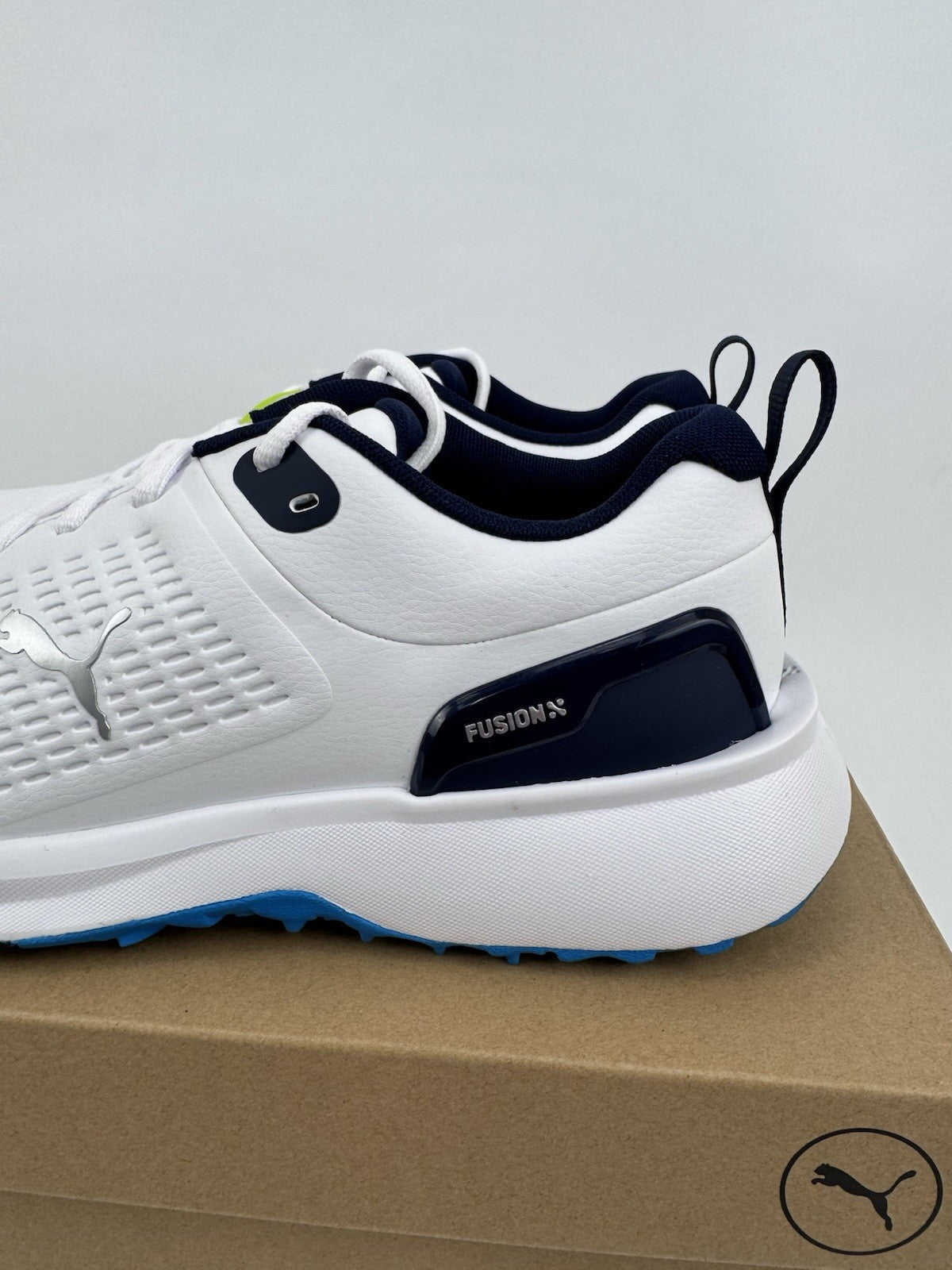 Puma Fusion Plus SL Golf Shoes Men's UK 8 White Deep Navy Waterproof/320731