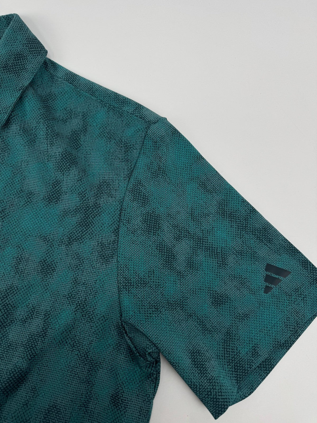 Adidas JL5288 Ultimate Textured Print Golf Polo Shirt Men's S Teal Black/3294411