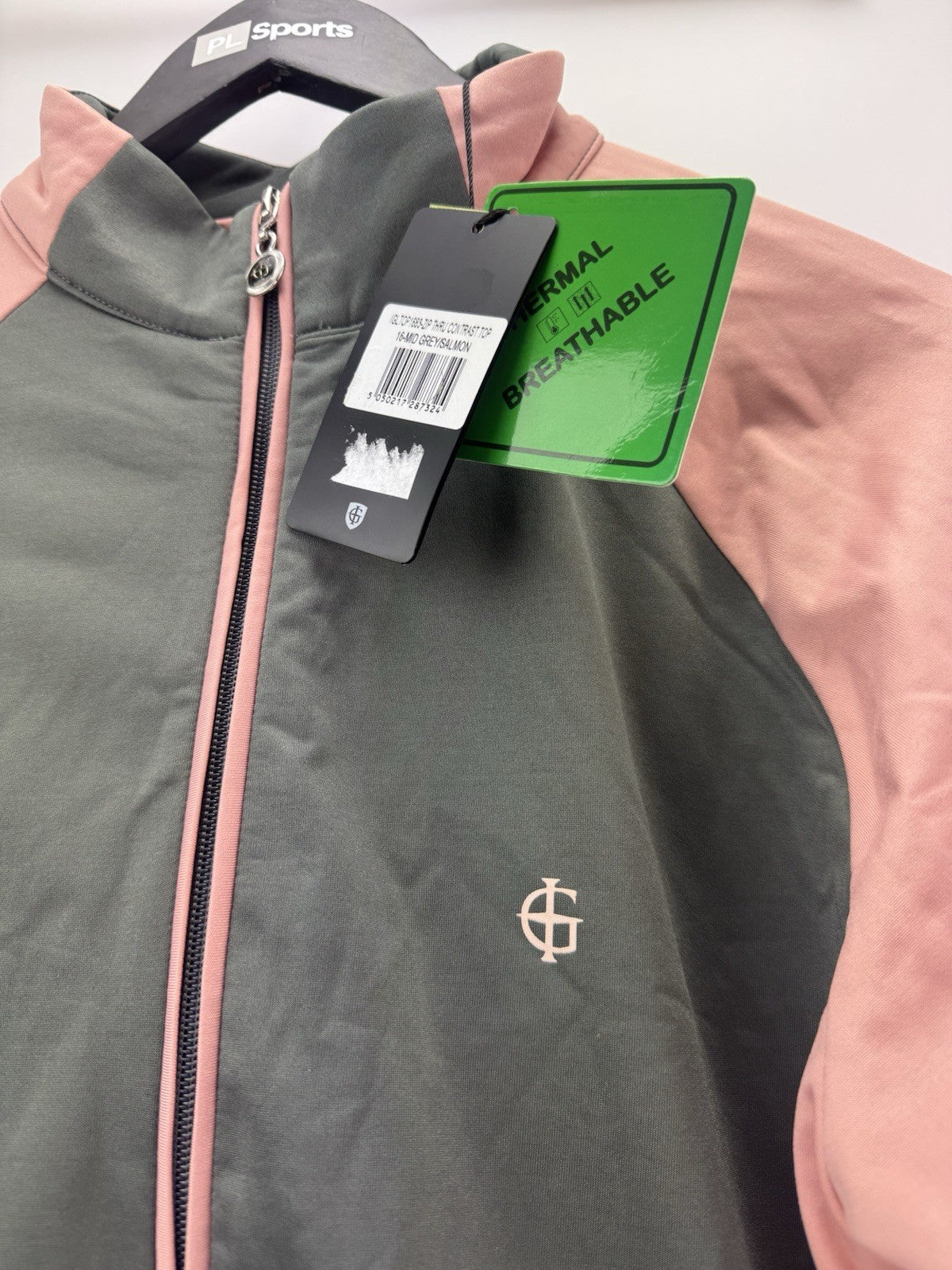 Island Green Ladies Golf Full Zip Sweater Size UK 16 Grey Pink Brand New/ 308045