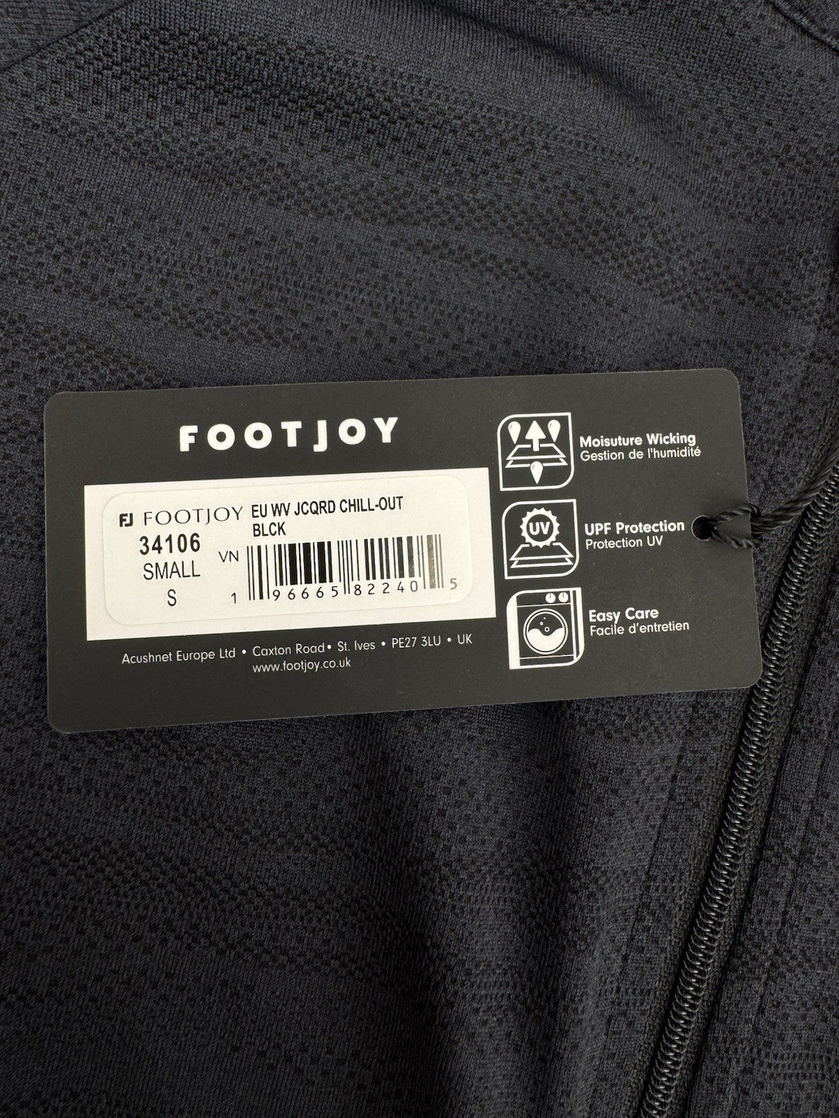 FootJoy Golf Wave Jacquard Chill-Out Zip Pullover Men's Size Small Black/3307011