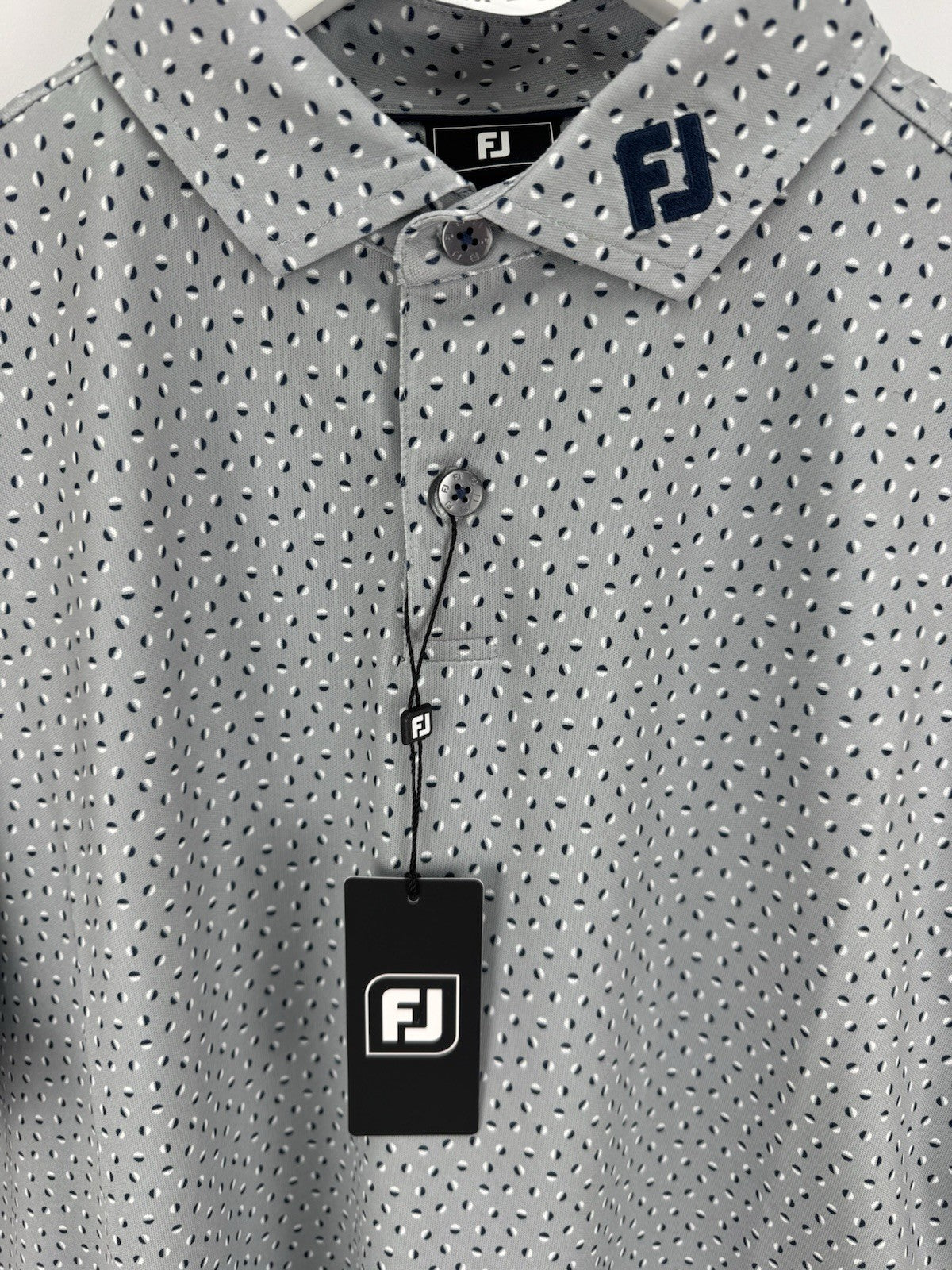 FootJoy Men’s Bounce Print Pique Polo Shirt Size Medium Grey/330057