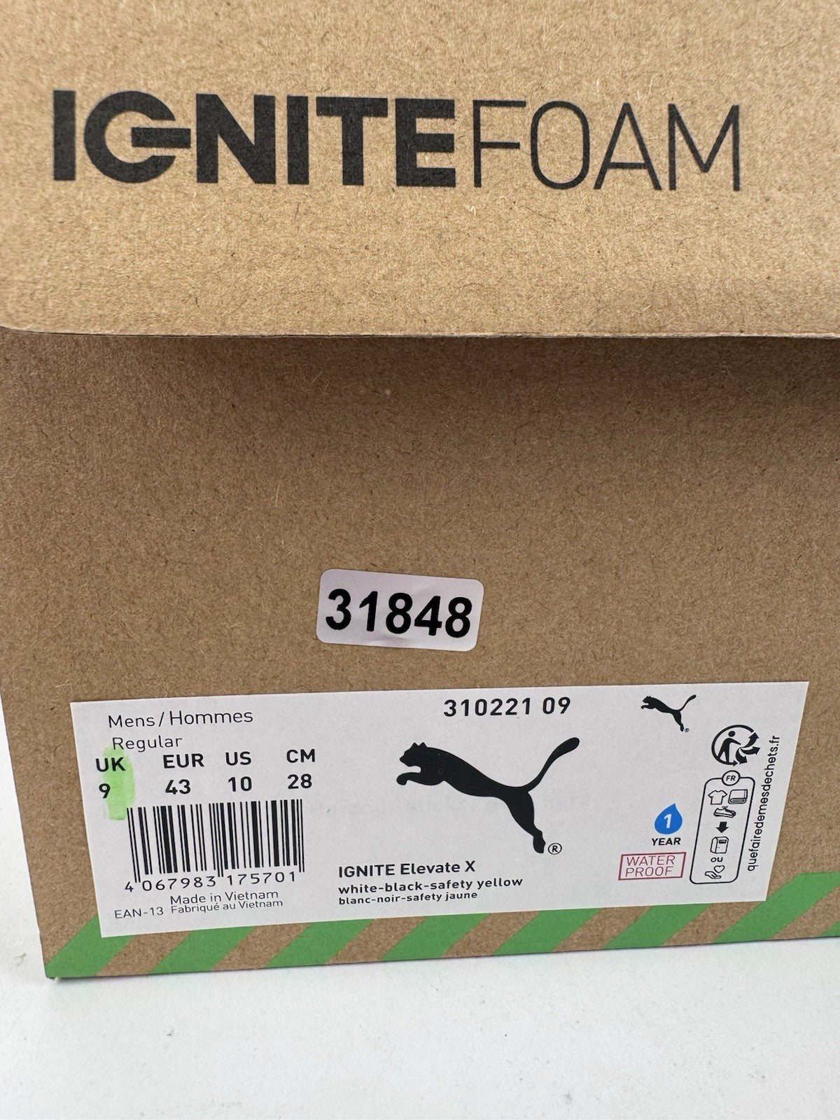 Puma IGNITE Elevate X Golf Shoes Mens Size UK 9 White Black Safety Yellow/3184811