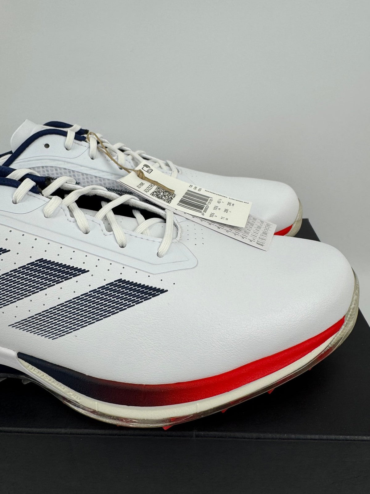 Adidas Adizero ZG Golf Shoes Men's UK 10.5 Medium White Blue Red Spikes/312515