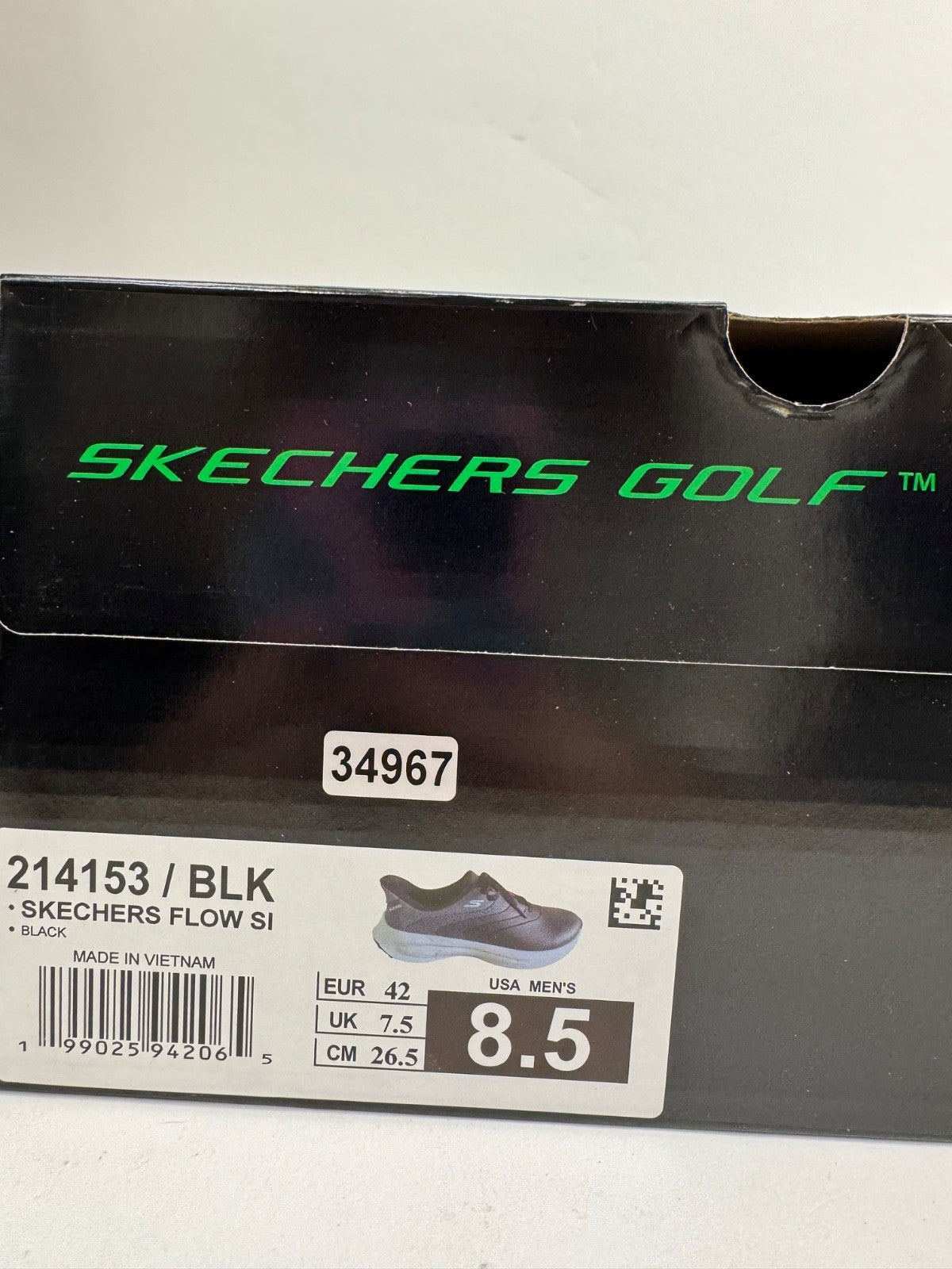 Skechers Flow Slip Ins Golf Shoes Men's UK 7.5 Black Waterproof Comfort/349679