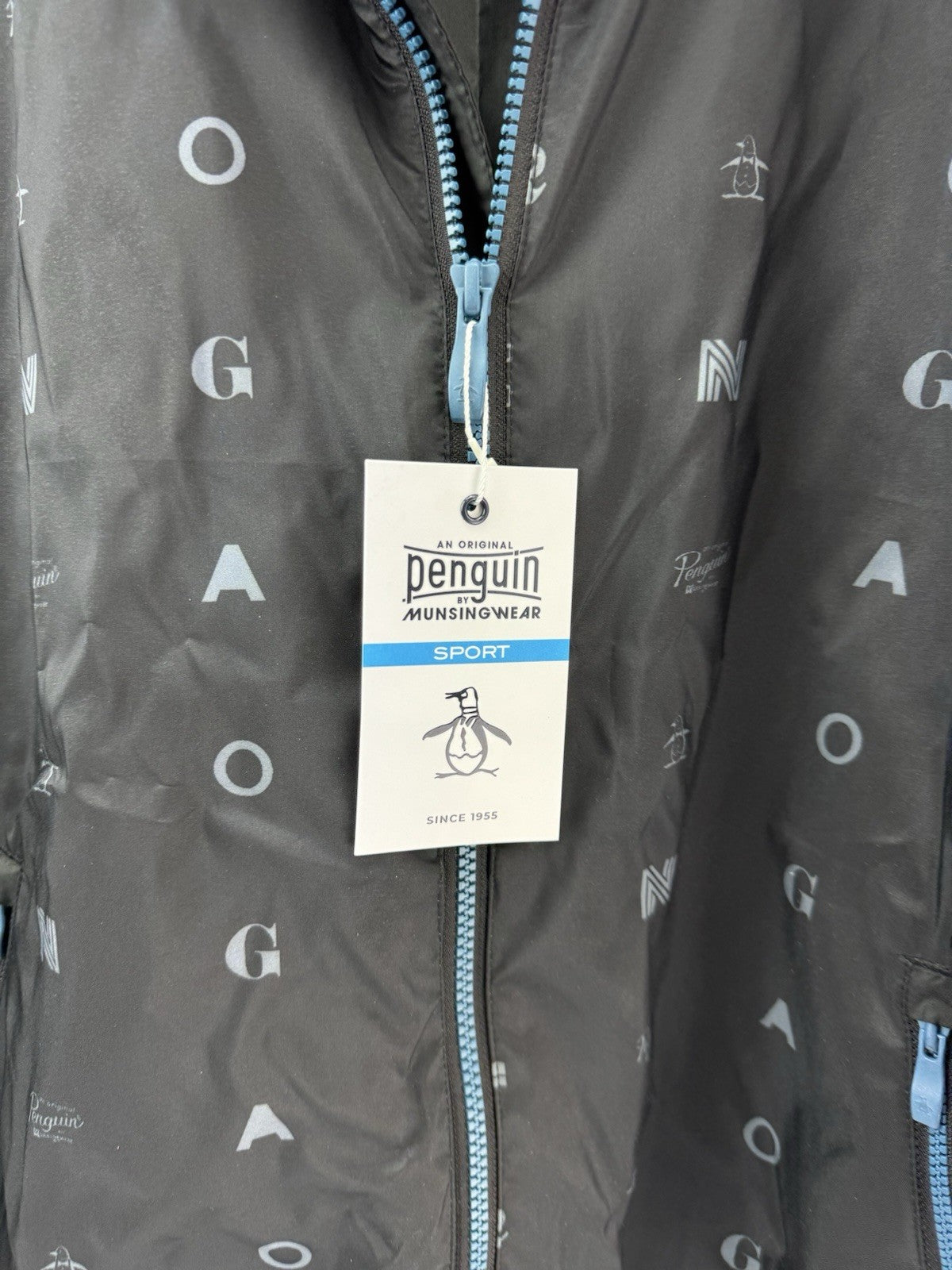 Penguin Original Golf Wind Jacket Logo Print Hood Lightweight UK M /New /286506