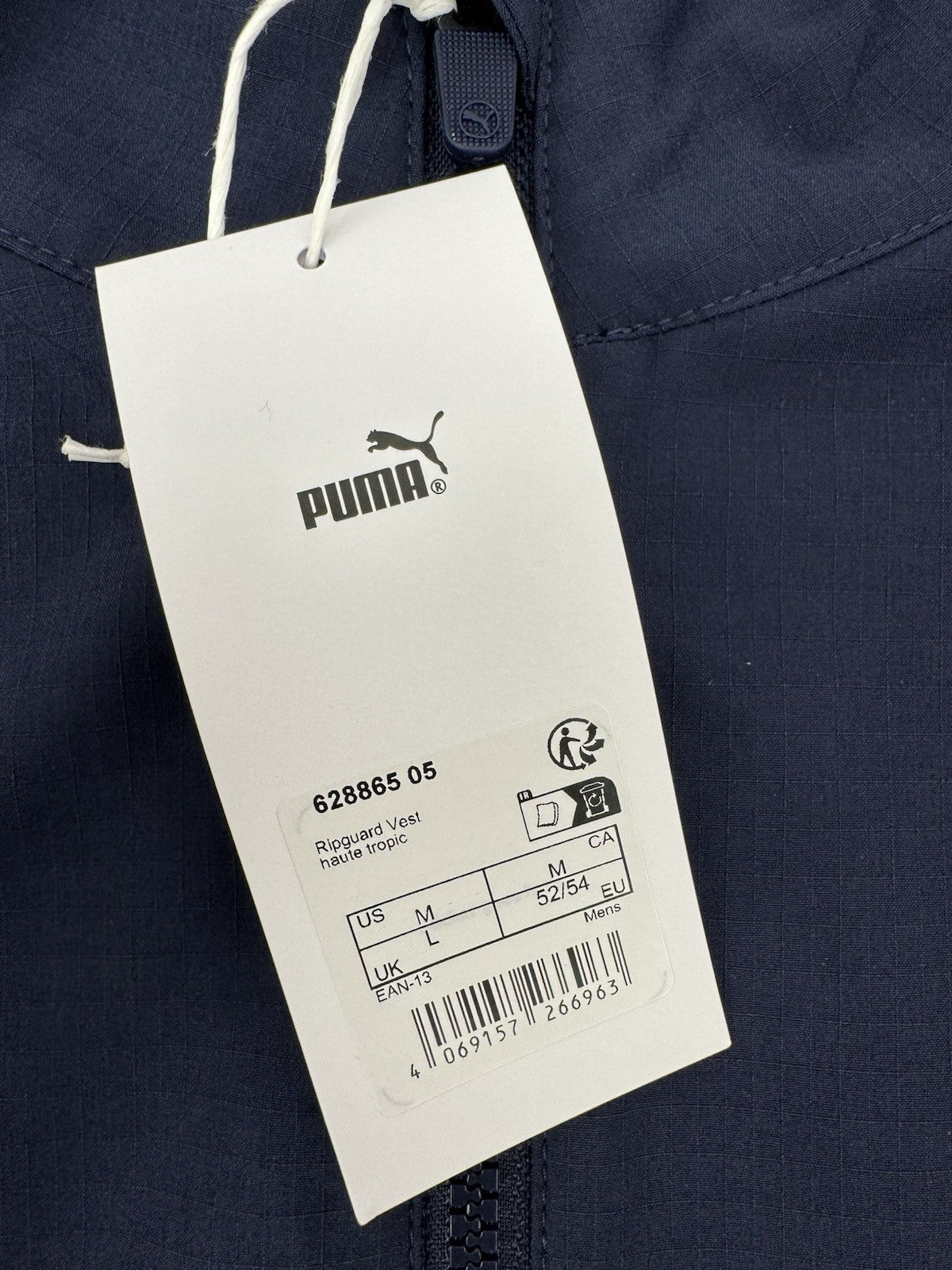 Puma Ripguard Vest Mens Size Large Blue Sleeveless Golf Gilet Lightweight/354048