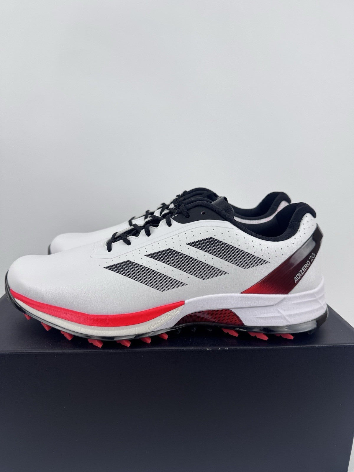Adidas Adizero ZG Golf Shoes Size Men's UK 10 White Black Red Spikes/314410