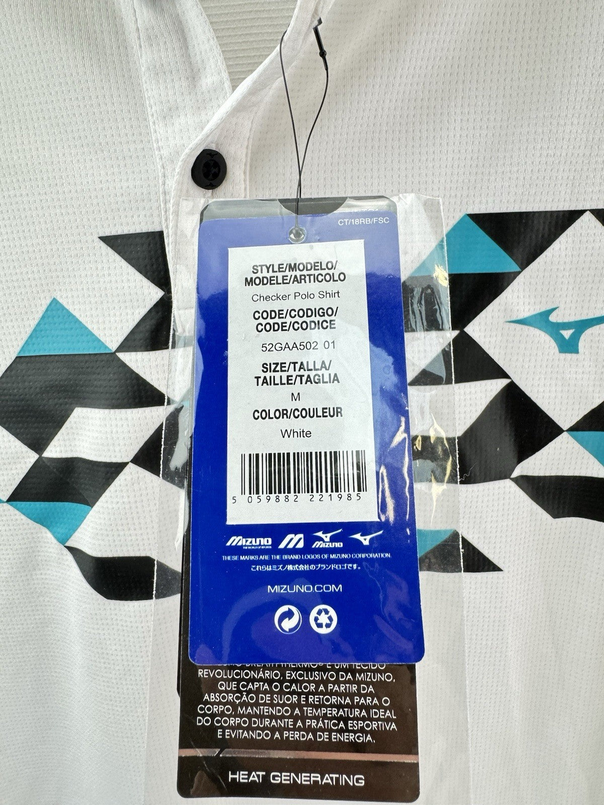 Mizuno Golf Mens Polo Shirt Checker /White /UK Medium /New /234247
