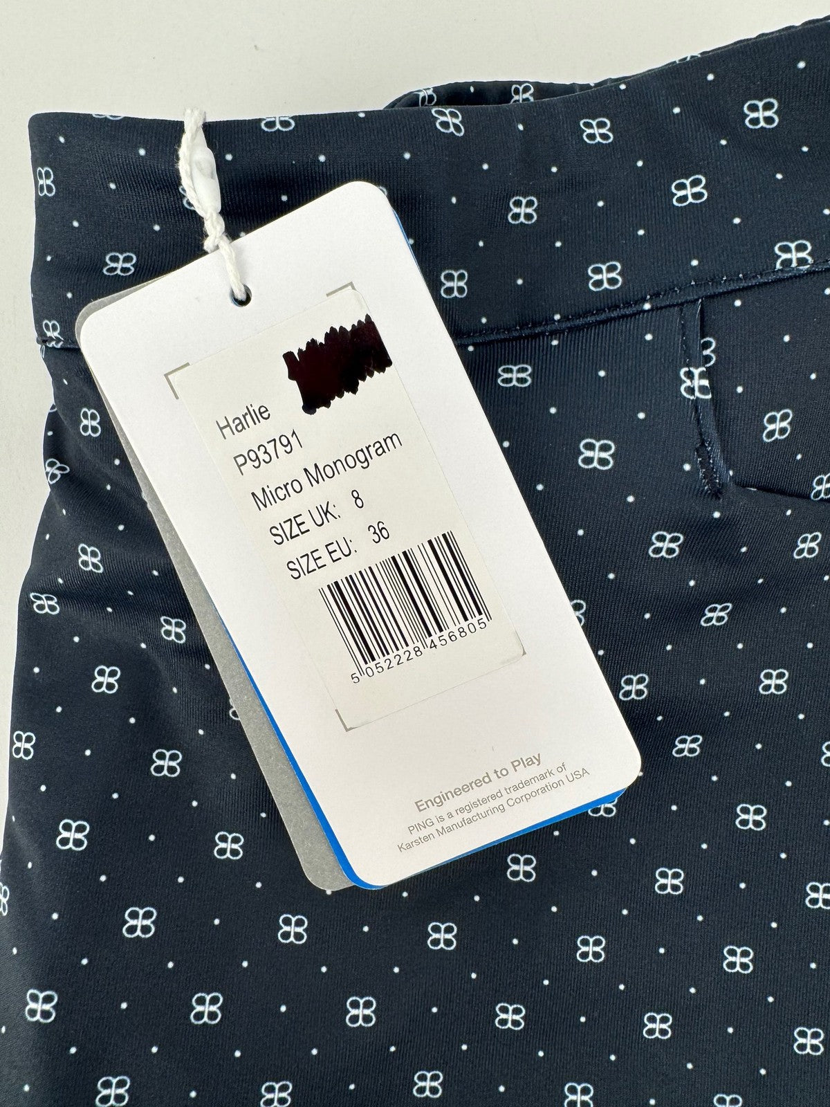 Ping Harlie Skort Women's UK Size 8 Blue Micro Monogram Golf Activewear/353981