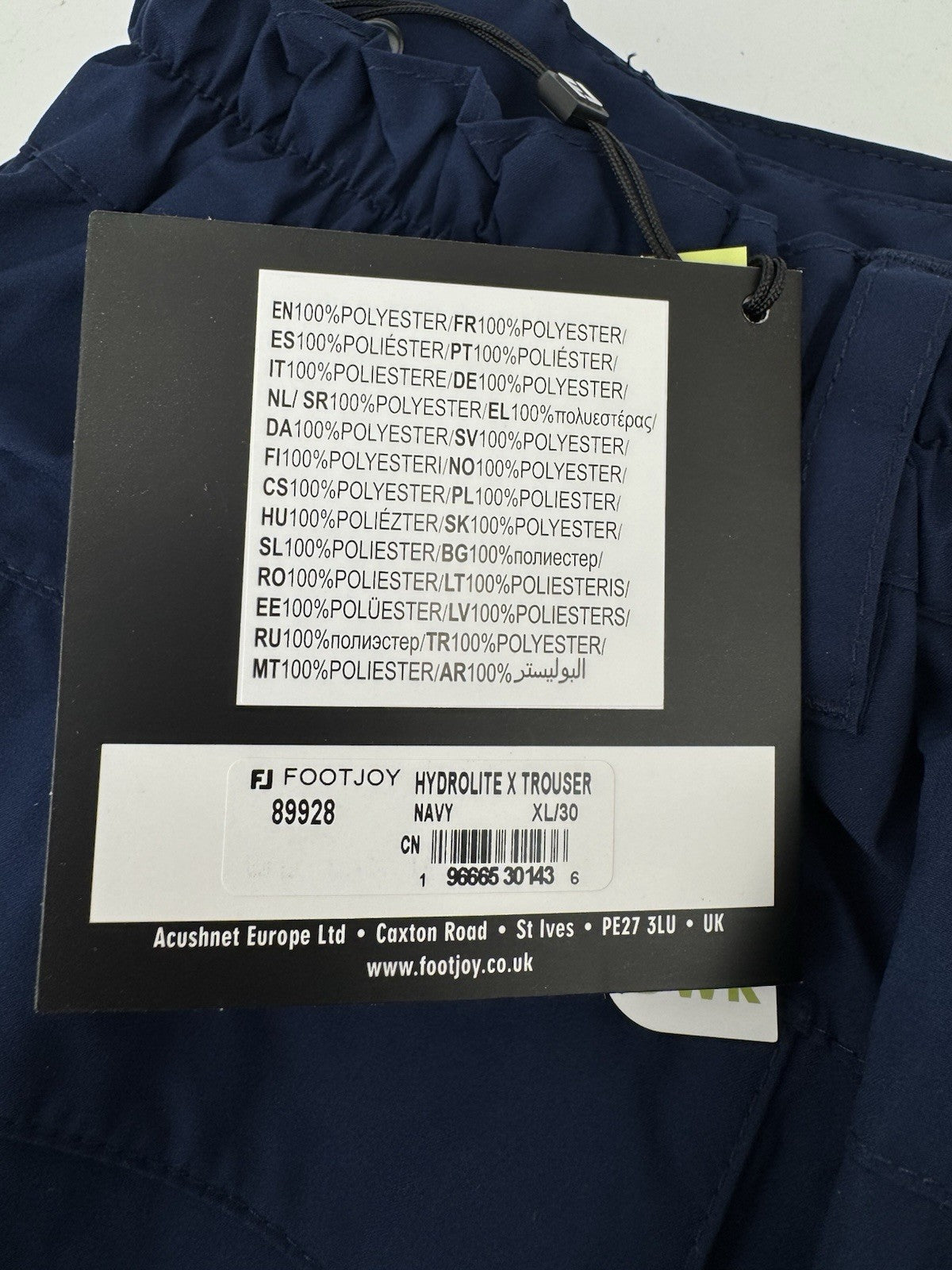 FootJoy HydroLite X Rain Trousers Men's XL/30 Navy Waterproof Lightweight/336319