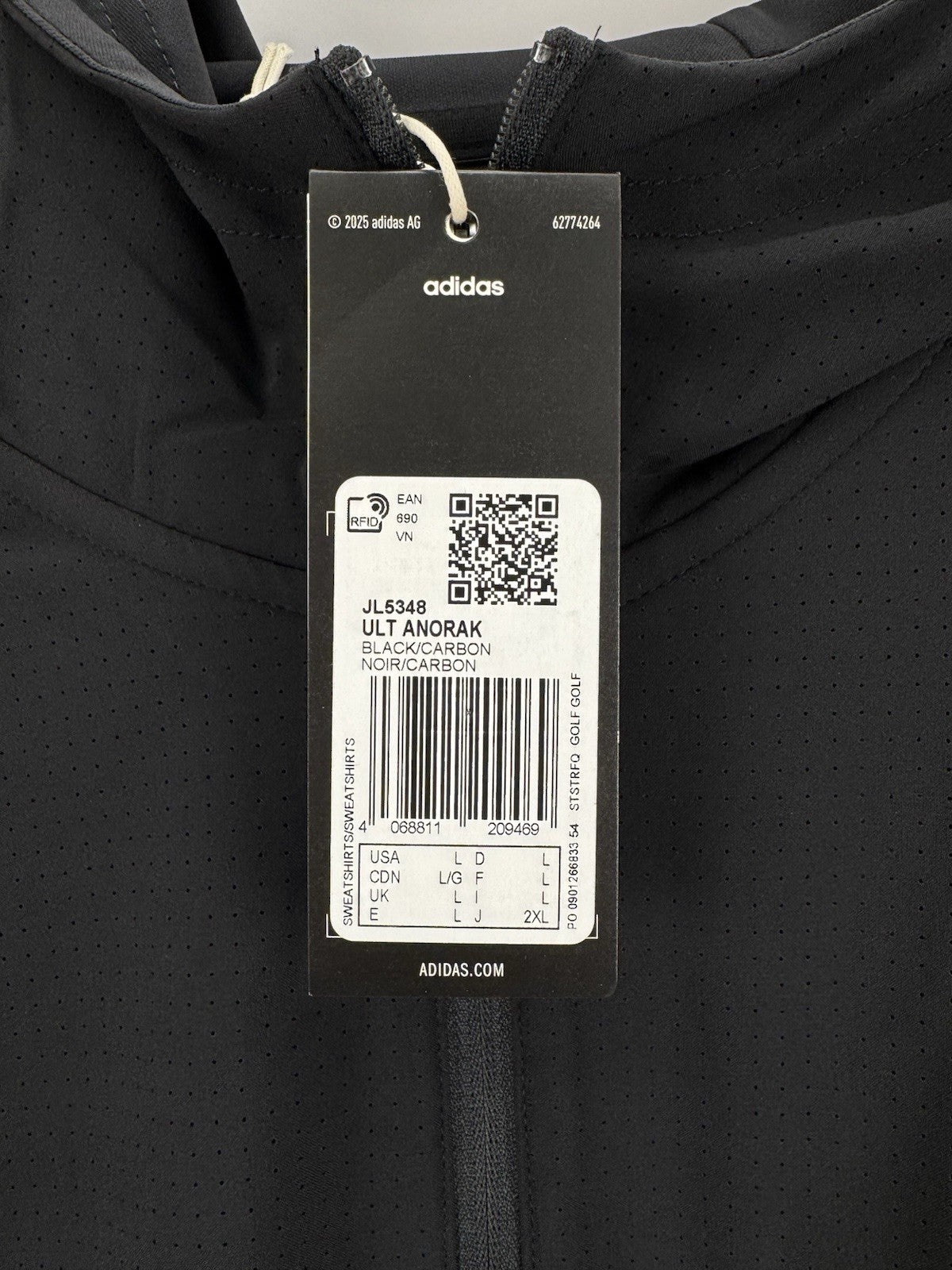 Adidas JL5348 Ultimate365 Anorak Mens Size Large Lightweight Jacket/327323