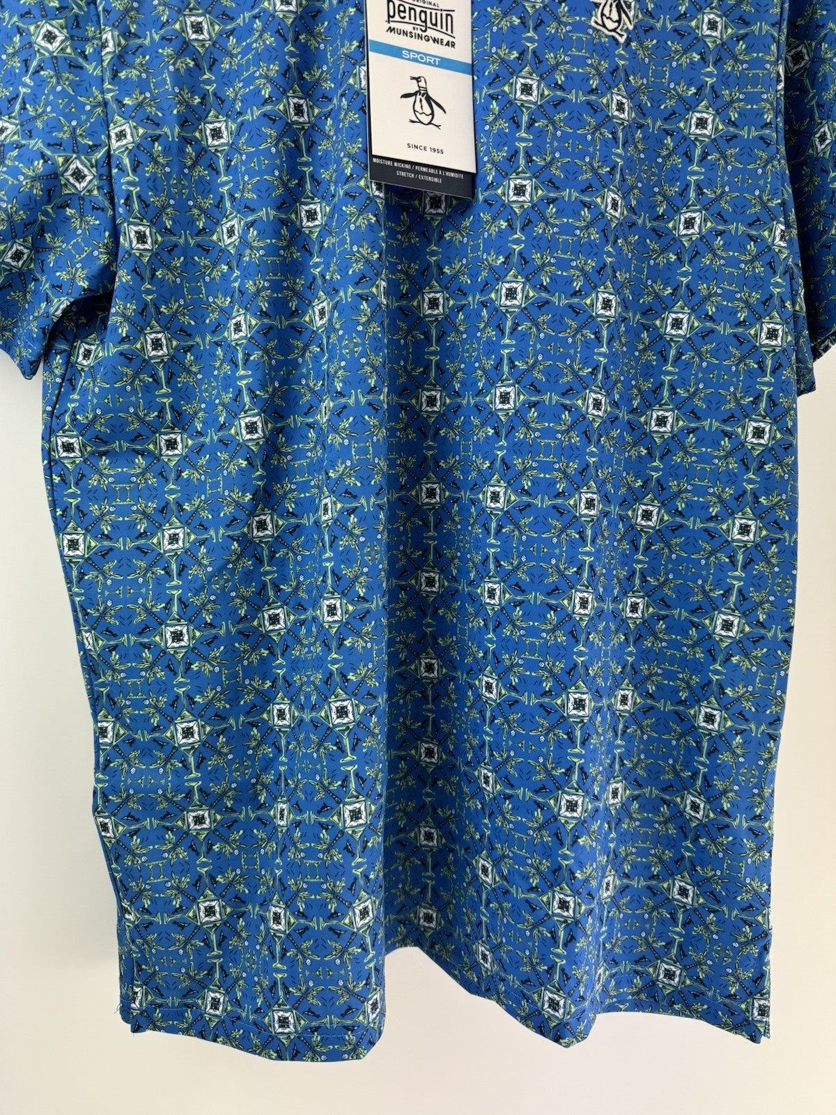 Men’s Original Penguin All Over Cocktail Golf Polo Size Small/ French Blue/311368