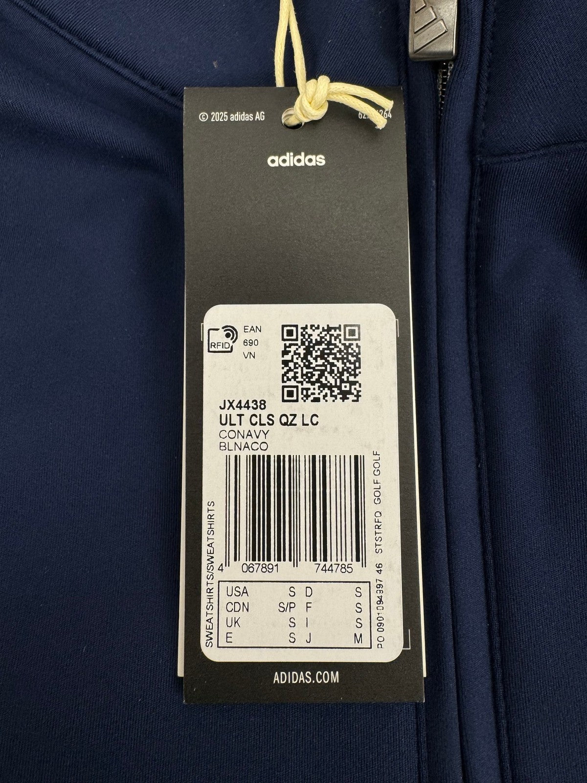 Adidas JX4438 Ultimate Quarter Zip Sweatshirt Men's Small Navy Blue Golf/327211