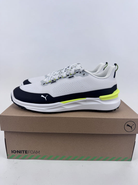 Puma IGNITE Elevate X Golf Shoes Mens Size UK 7.5 White Black Yellow/320800