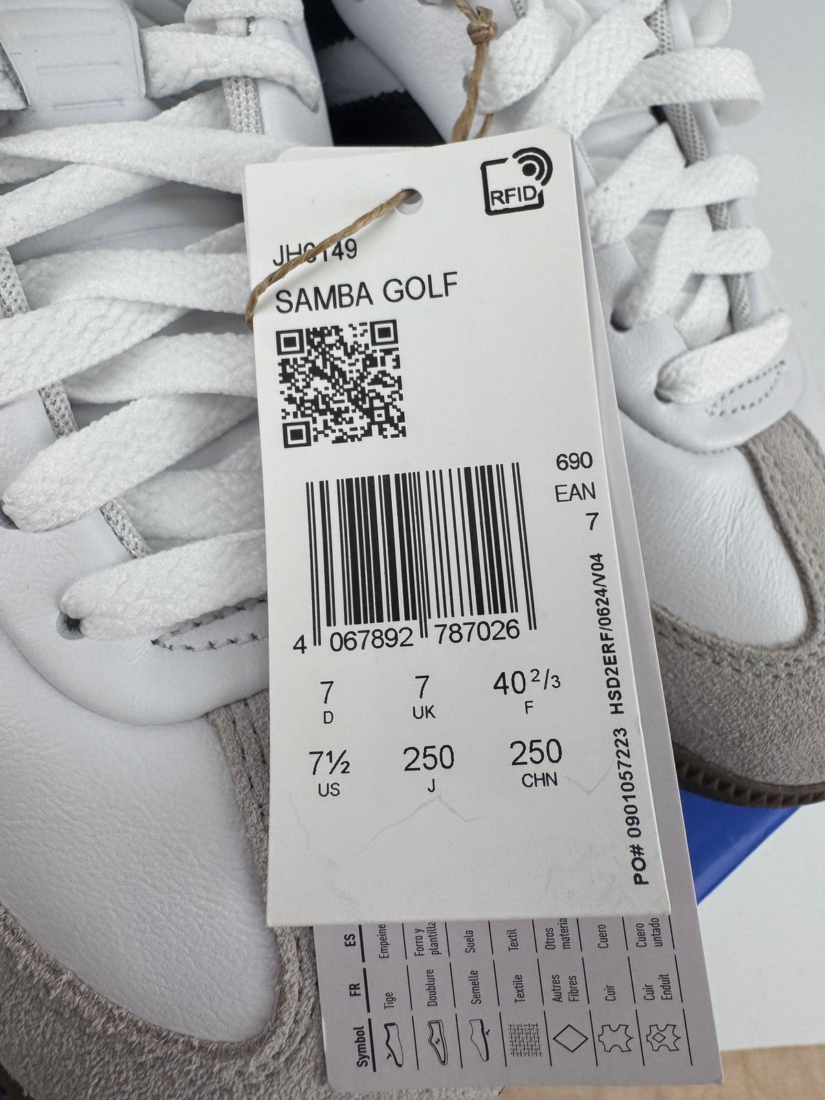Adidas Samba Spikeless Golf Shoes Unisex Size UK 7 JH6149 White Black /314236