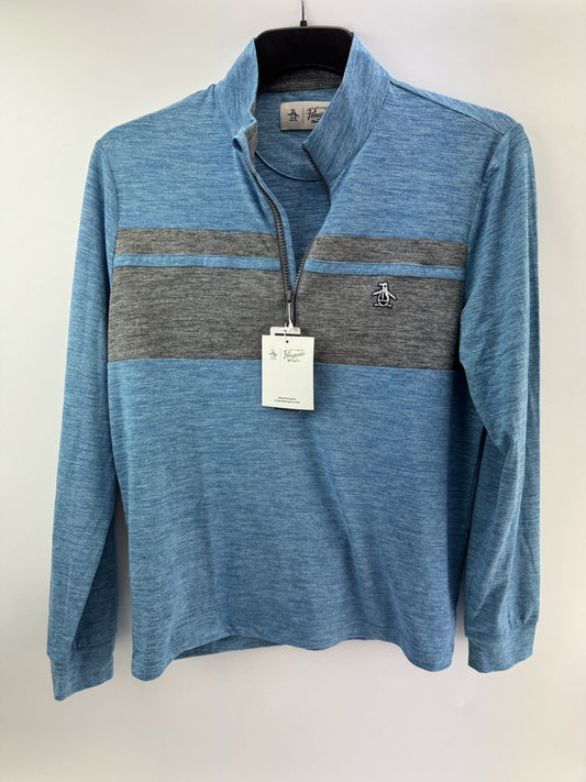 Original Penguin Pullover Colour Block 1/4 Zip UK Small /Blue /New /234200