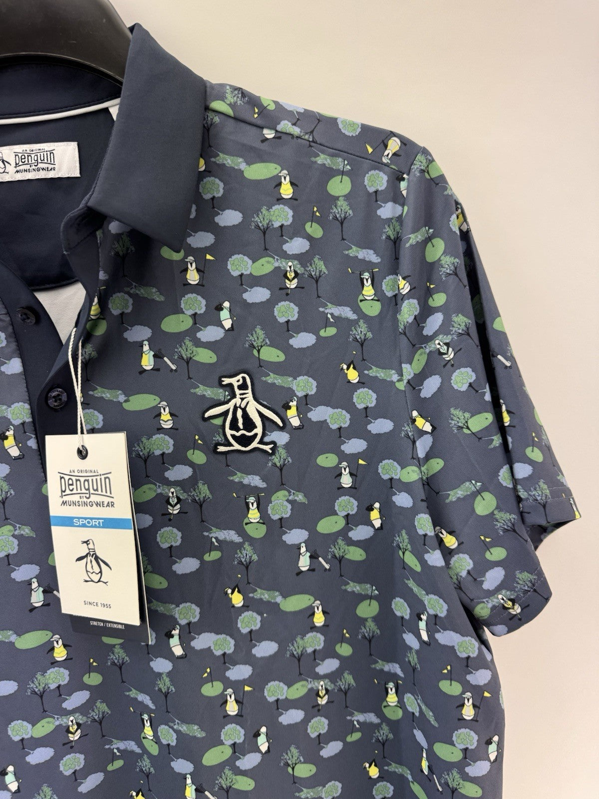 Original Penguin Mens Polo Pete N The Course Print UK Medium /New /252534