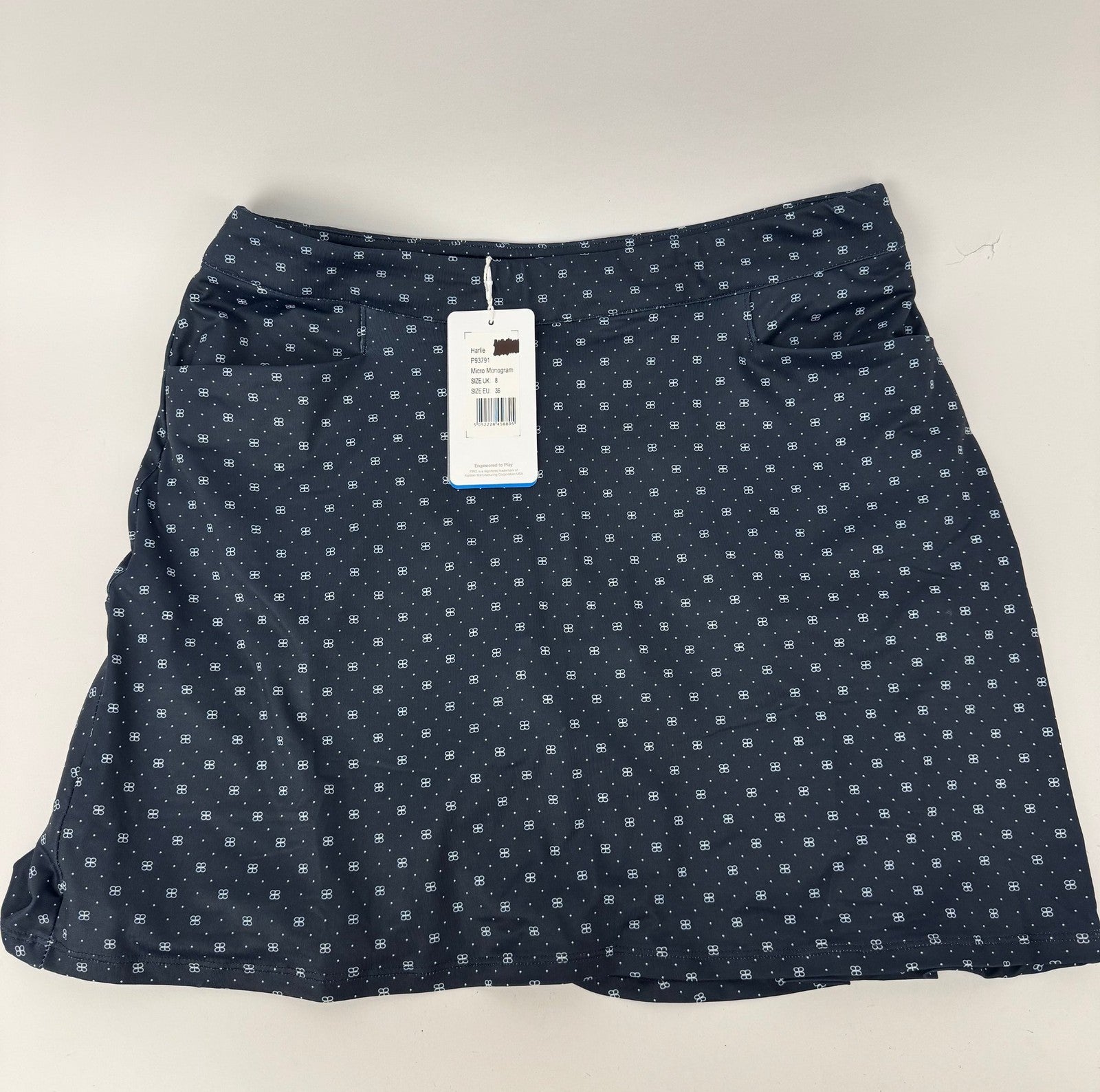 Ping Harlie Skort Women's UK Size 8 Blue Micro Monogram Golf Activewear/353983