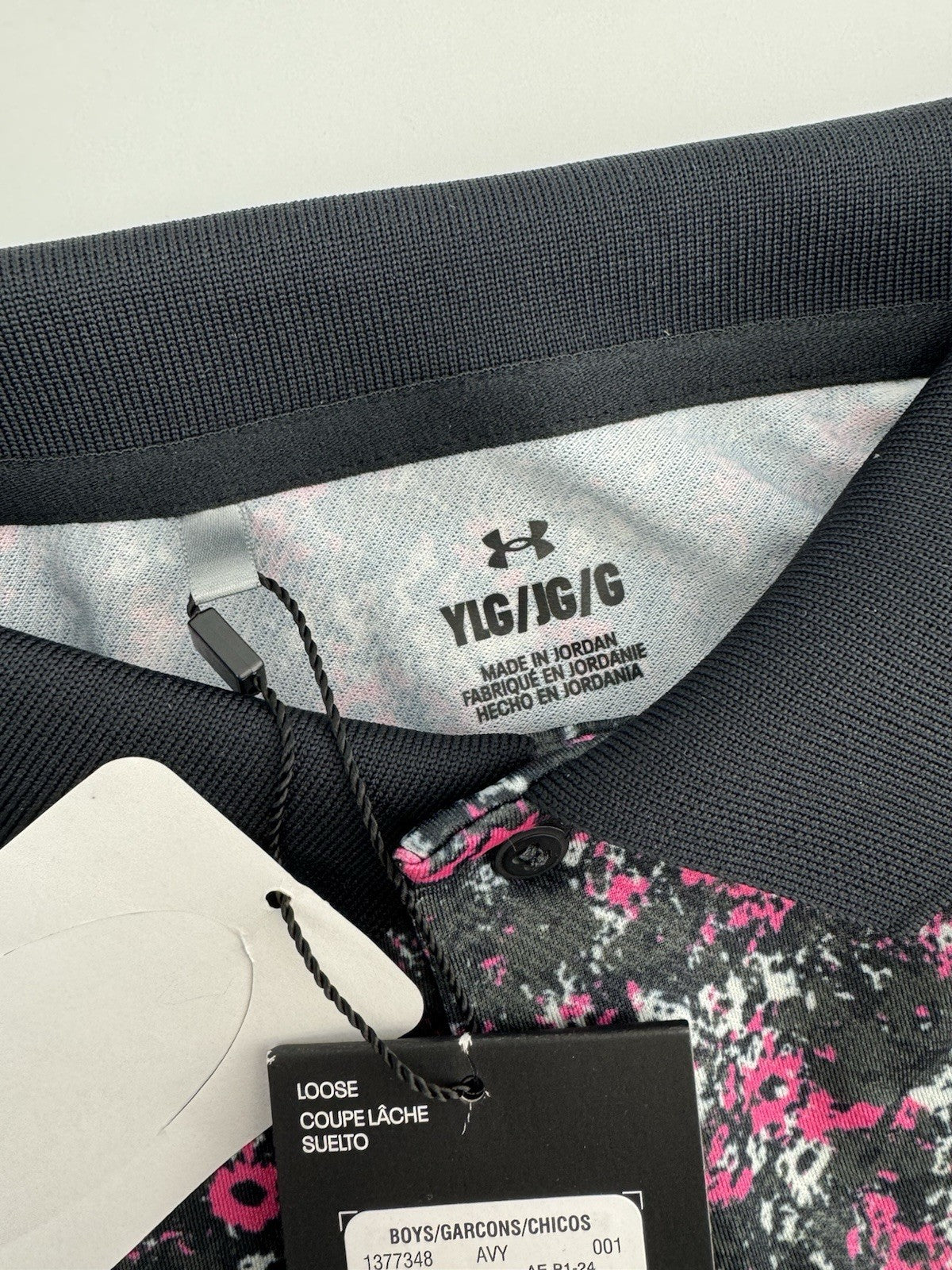 Juniors Boys Under Armour Floral Speckle Golf Polo Shirt Size UK Large /3098211