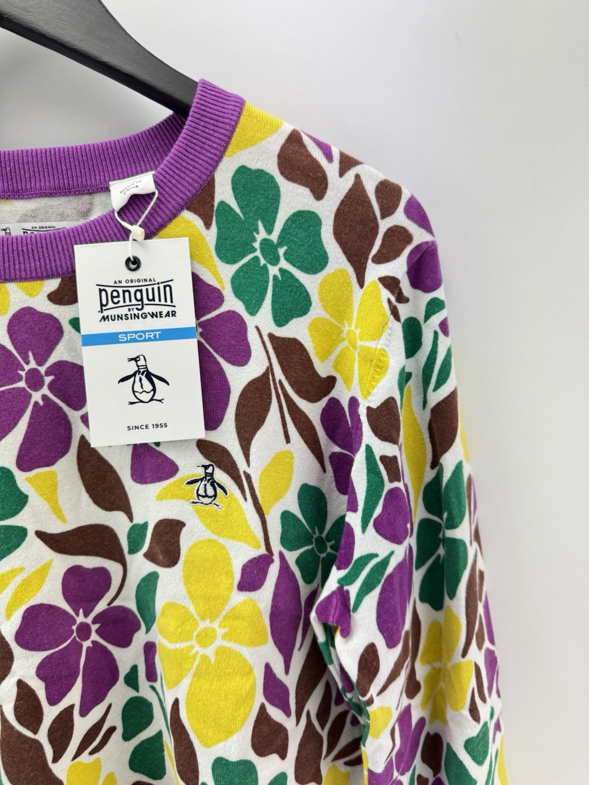 Penguin Golf Ladies Pullover Printed Floral Purple Cactus UK Large /New /300874