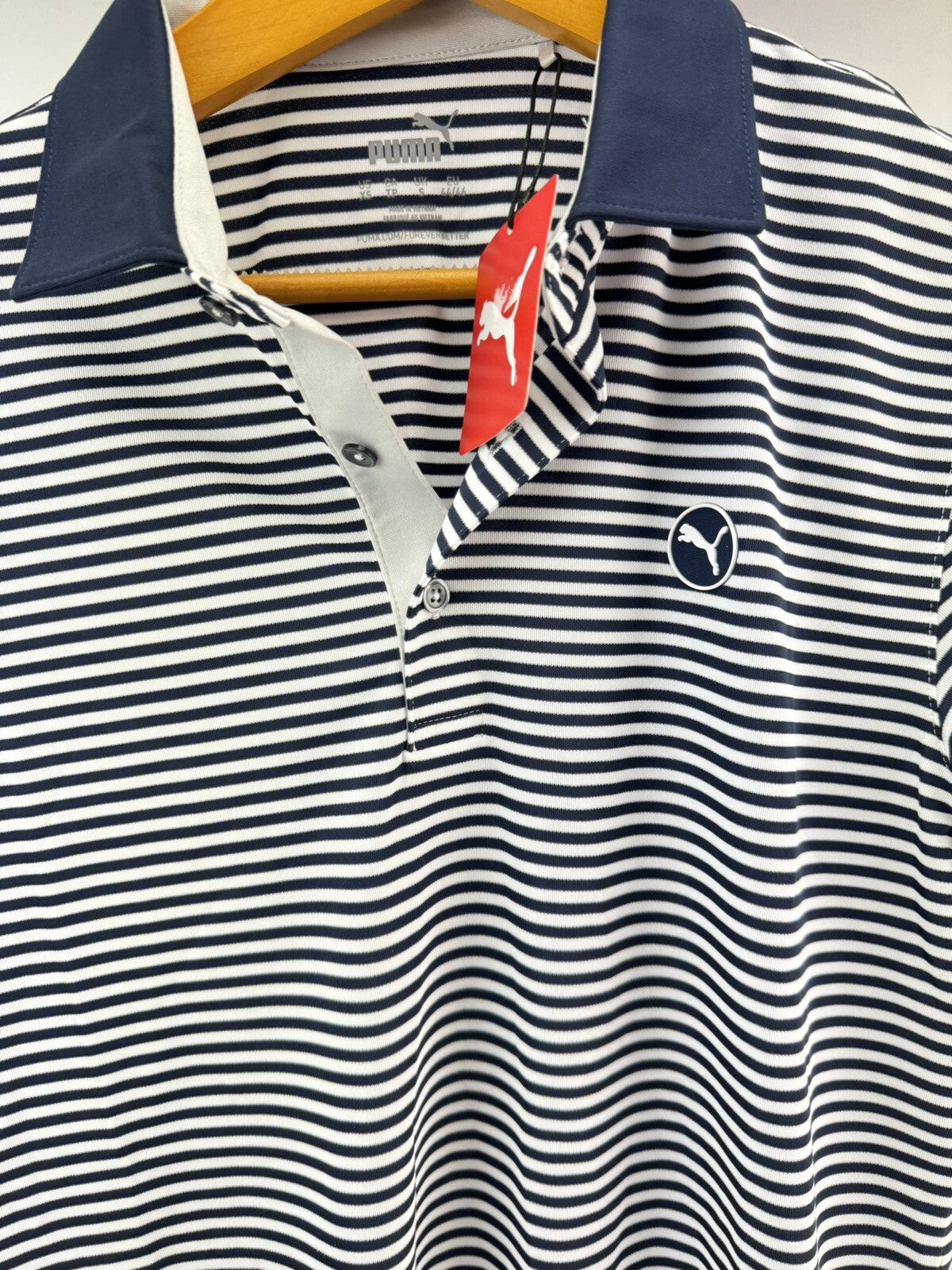 Puma Golf Pure Stripe Polo Shirt Mens UK Small /Black/White /New /207483