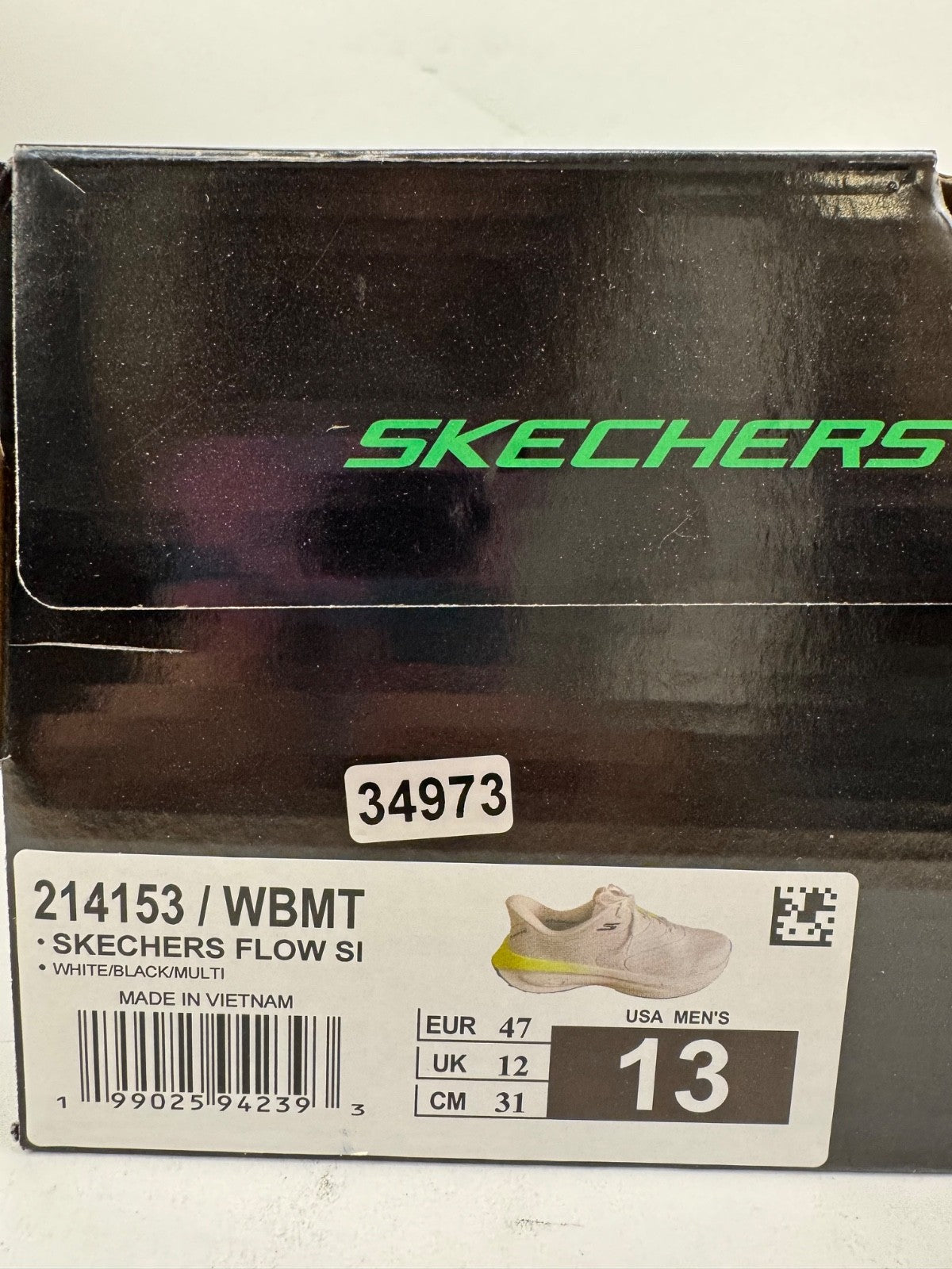 Skechers Flow Slip Ins Mens Golf Shoes UK 12 Waterproof White/Yellow/3497311
