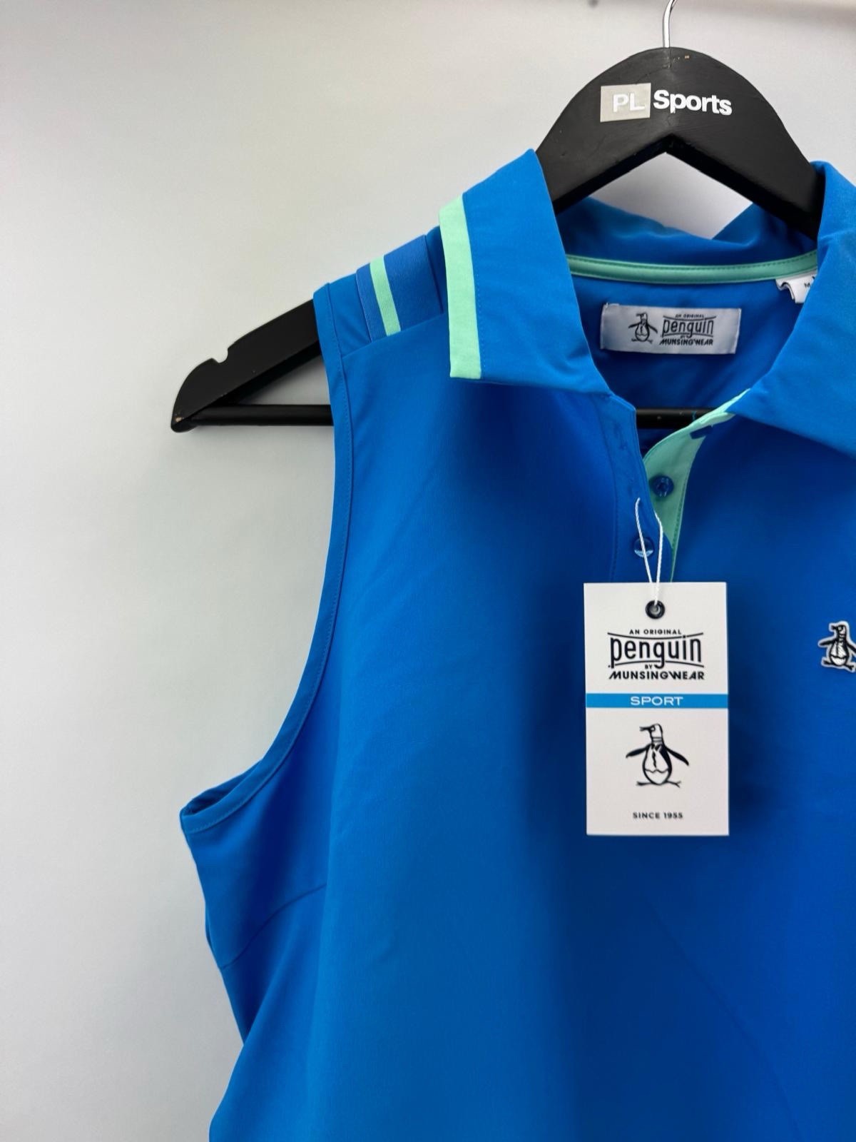 Womens Original Penguin Golf Sleeveless Collar Vest Blue Size Medium New /306502