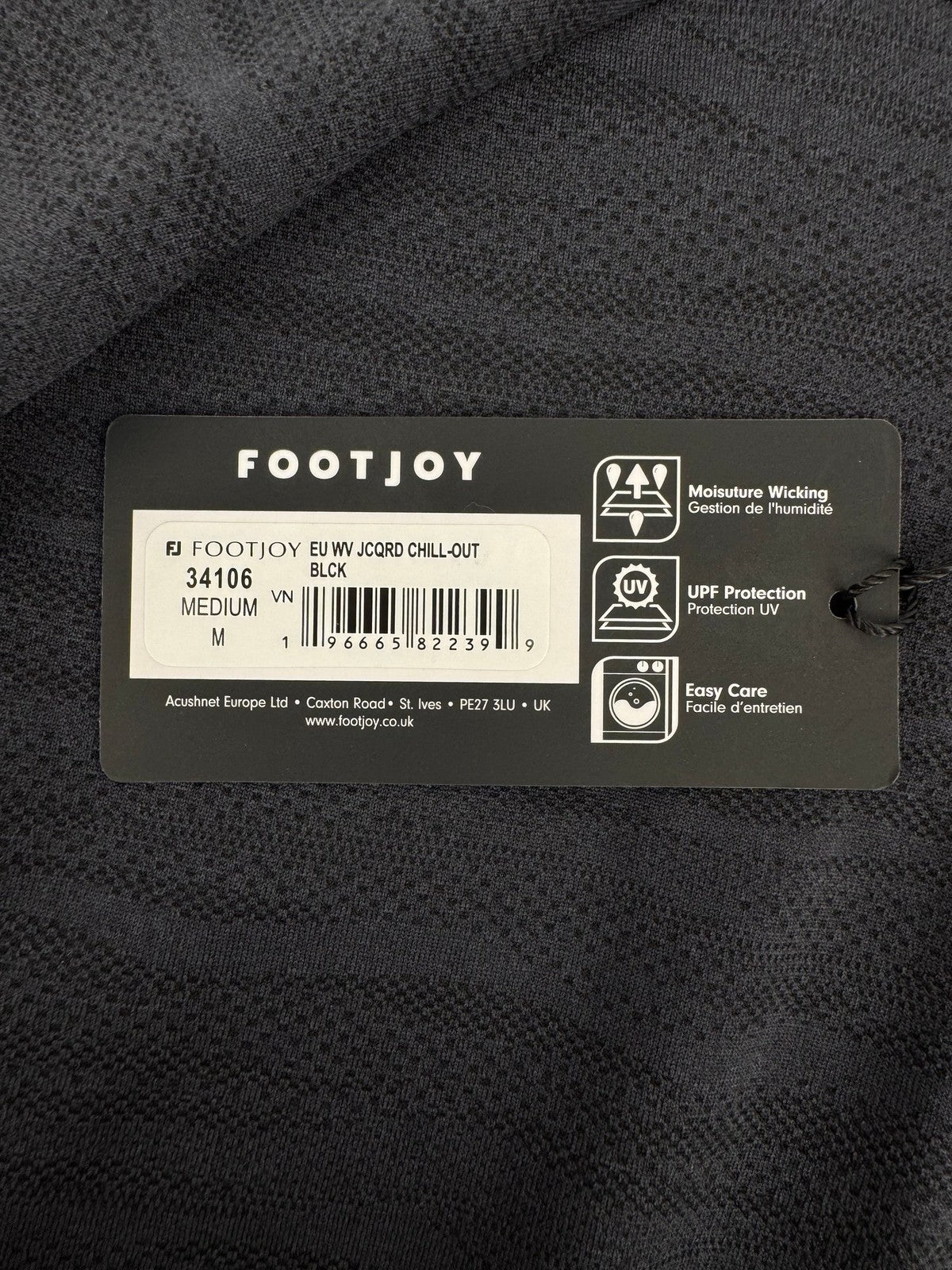 FootJoy Golf Wave Jacquard Chill-Out Zip Pullover Men's Size Medium Black/3306611