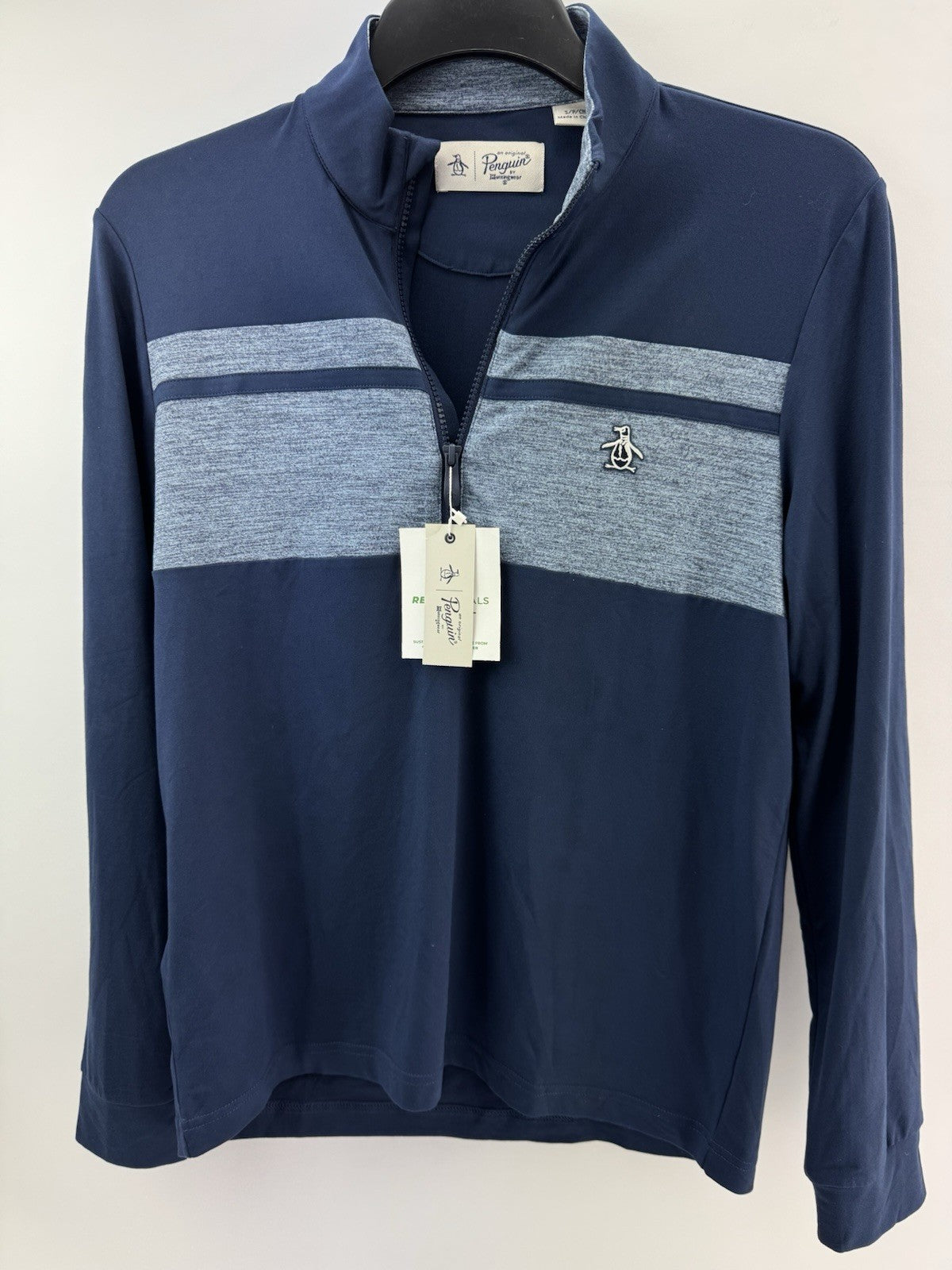 Original Penguin Pullover Colour Block 1/4 Zip UK Small /Navy /New /237229