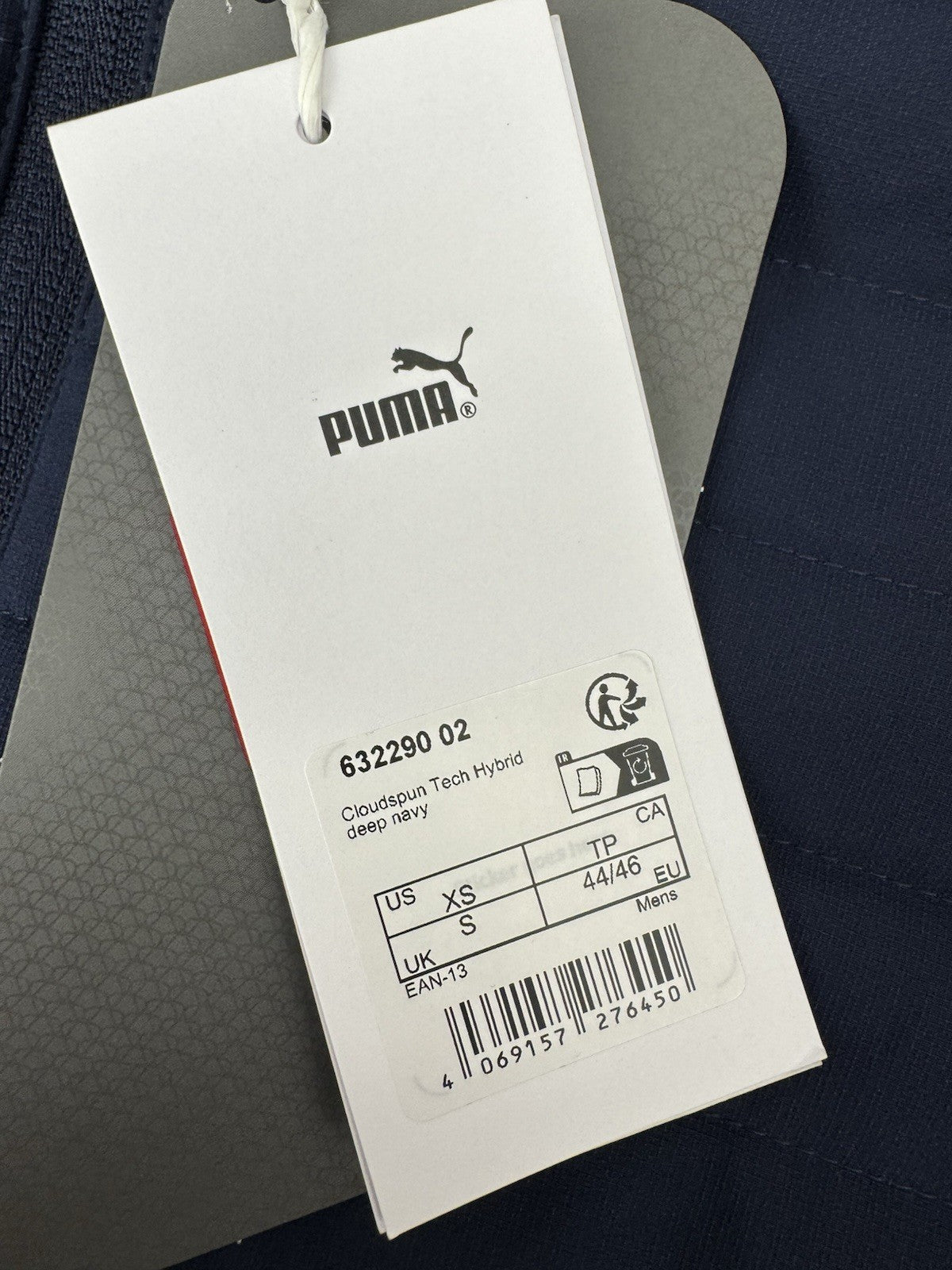 Puma Cloudspun Tech Hybrid Jacket Mens Small Deep Navy Light Blue Full Zip/3540610