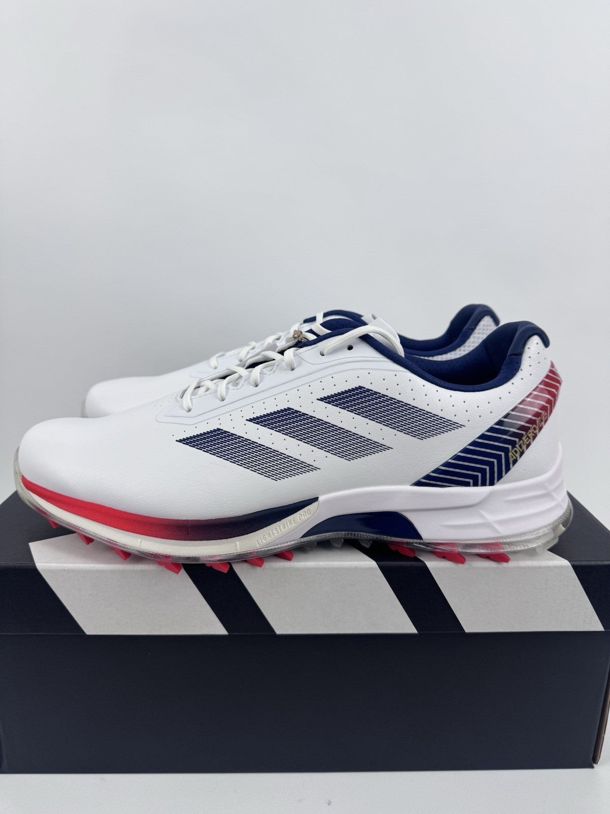Adidas Adizero ZG Golf Shoes Men's UK Size 10 White Blue Red Spikes/314330